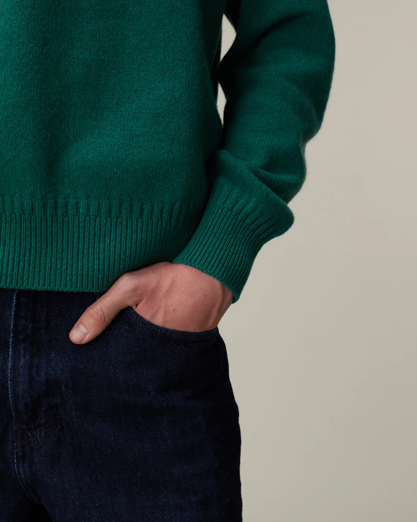 Men's Bottle Green Cashmere Polo Shirt - Image 3