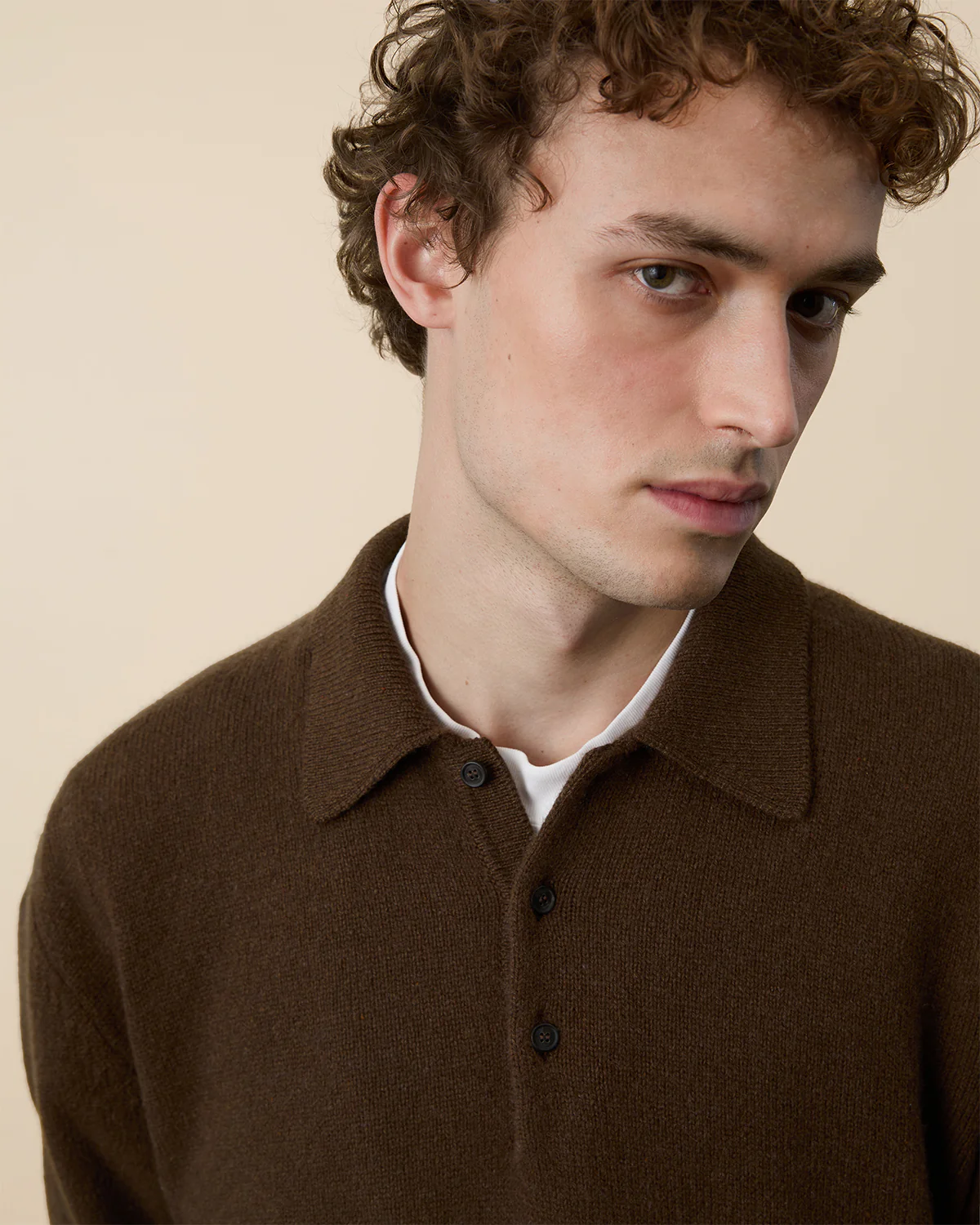 Brown Tricot x Sabah Men's Cashmere Polo Shirt - Image 3