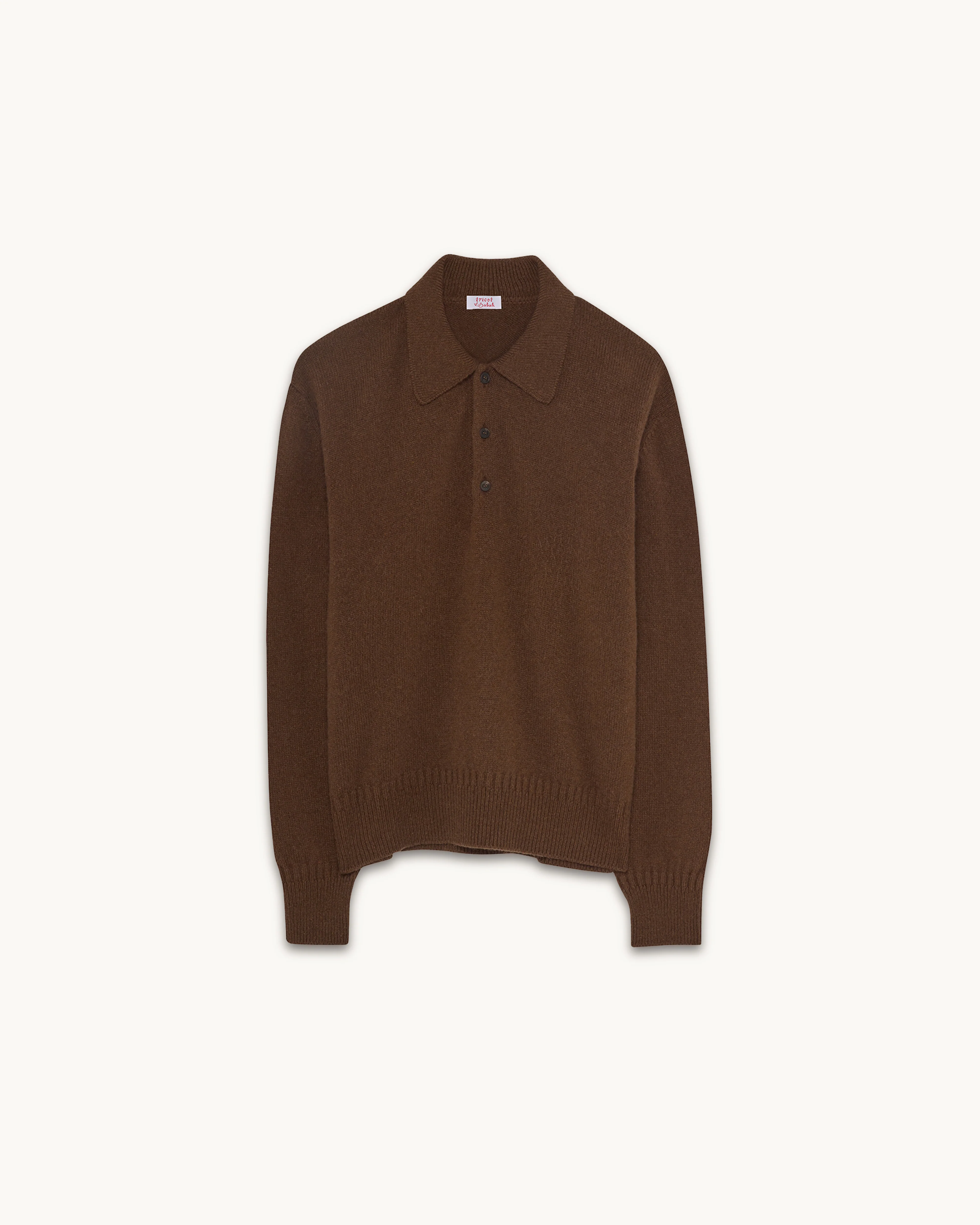 Brown Tricot x Sabah Men's Cashmere Polo Shirt - Image 4