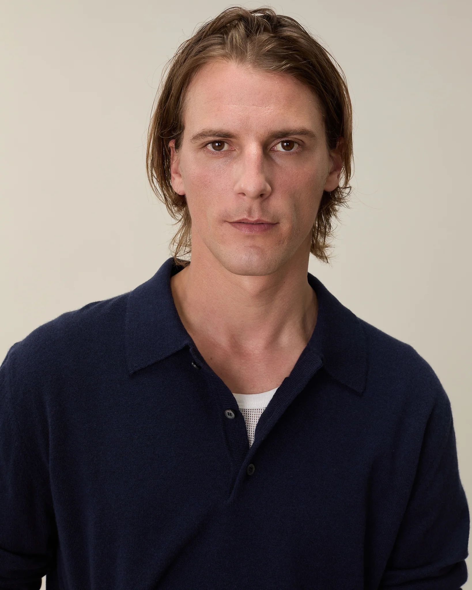 Men’s Lightweight Cashmere Polo – Dark Navy - Image 3