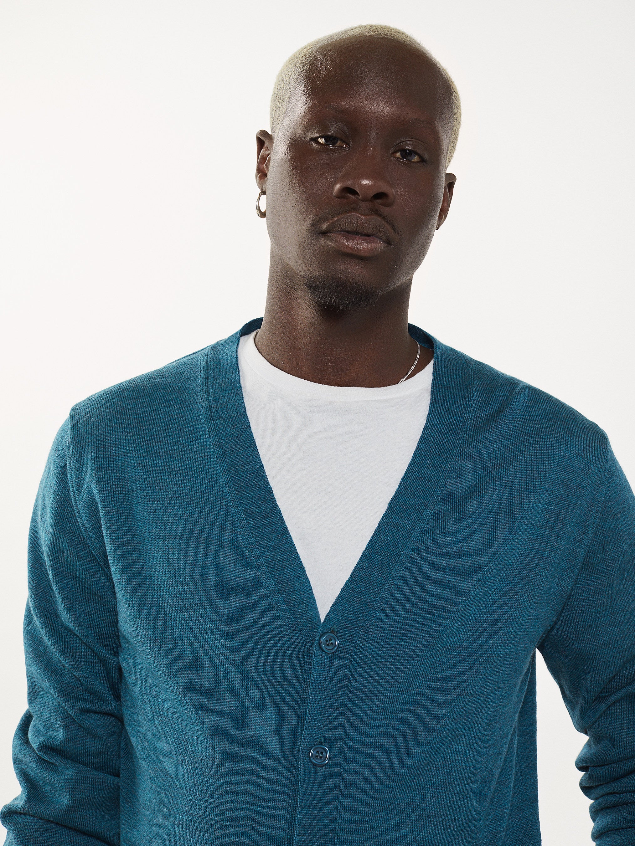 Men's green cardigan in extrafine wool - Image 3
