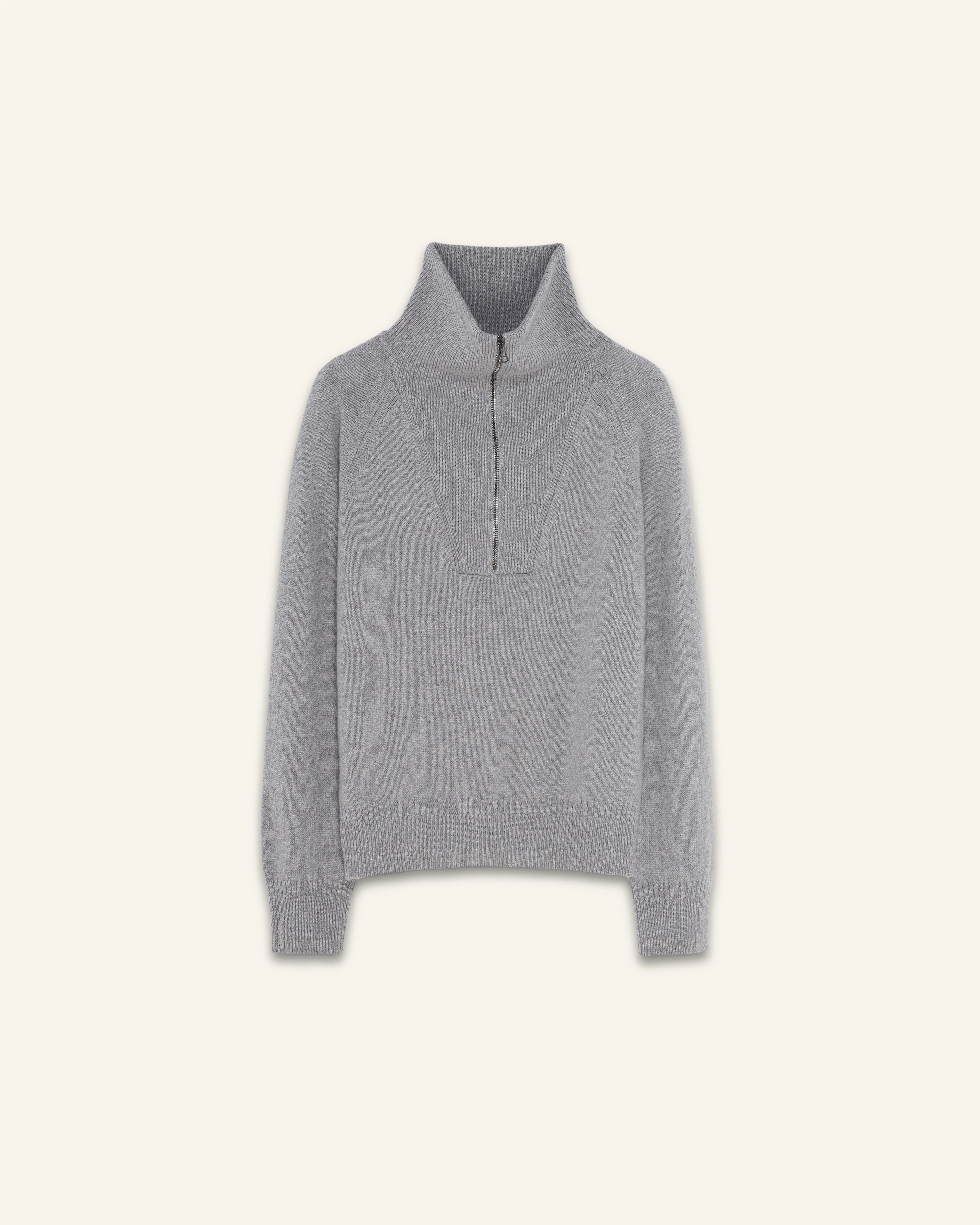 Women's Gray Cashmere Zip collar - Image 4