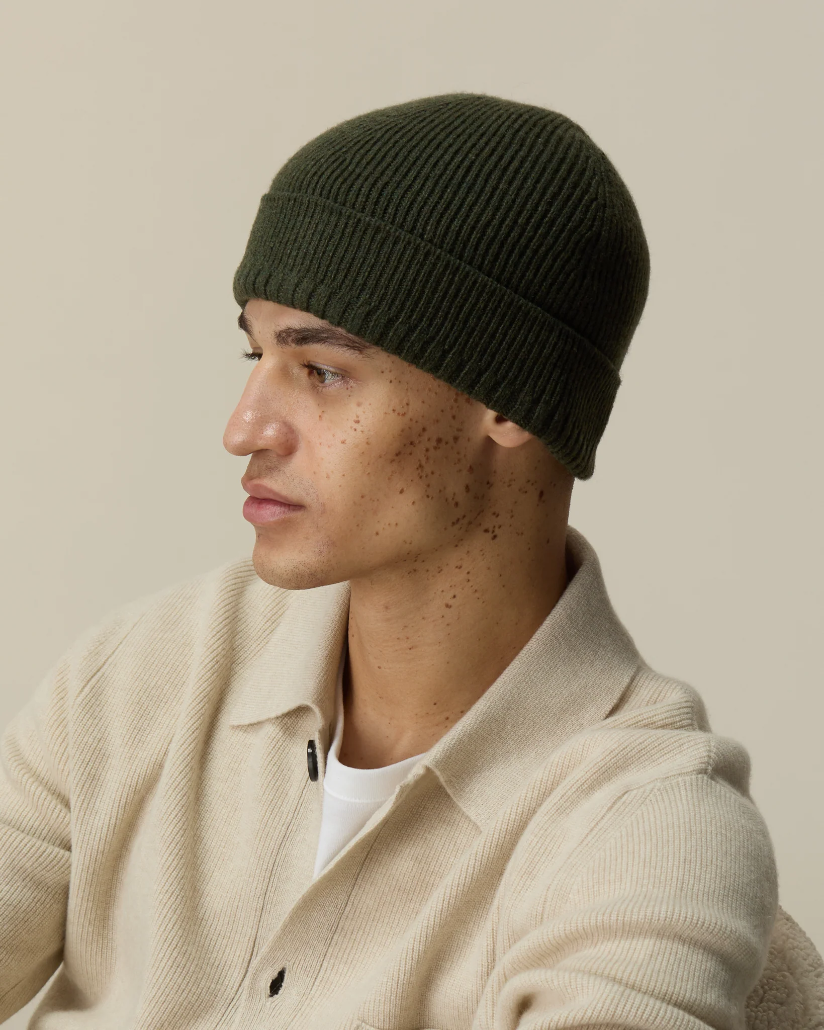 Men's Khaki Cashmere hat - Image 3