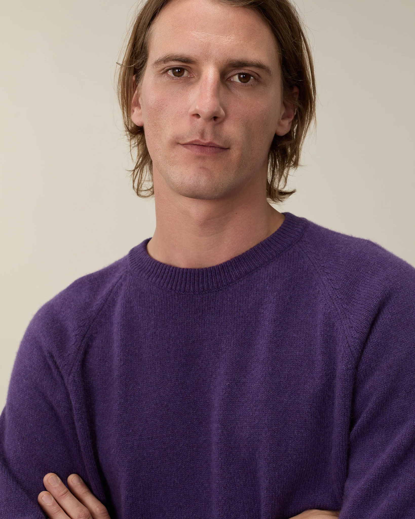 Léo Purple Men's Cashmere Crew Neck Sweater - Image 3