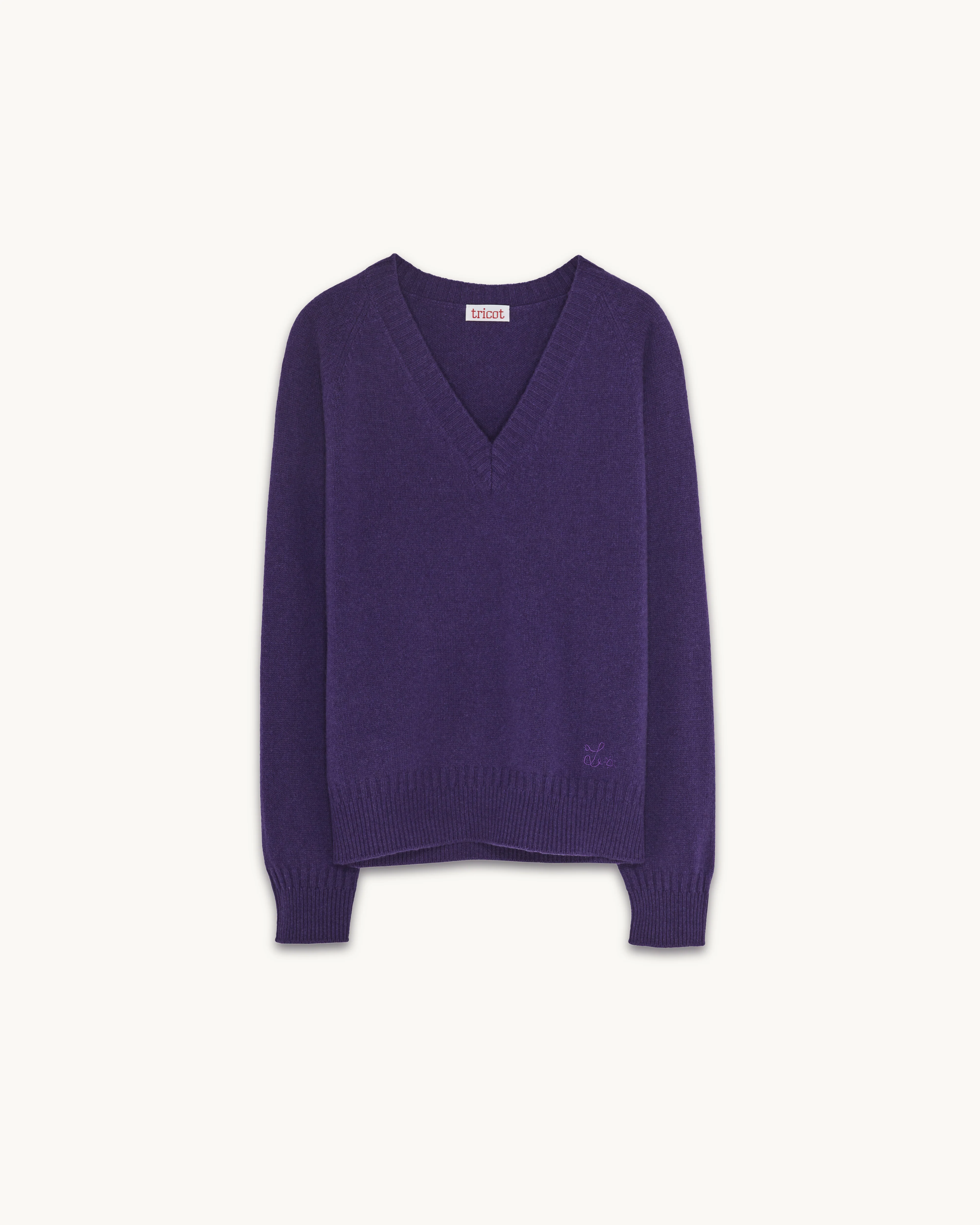 Men's Leo Purple Cashmere V-Neck - Image 3