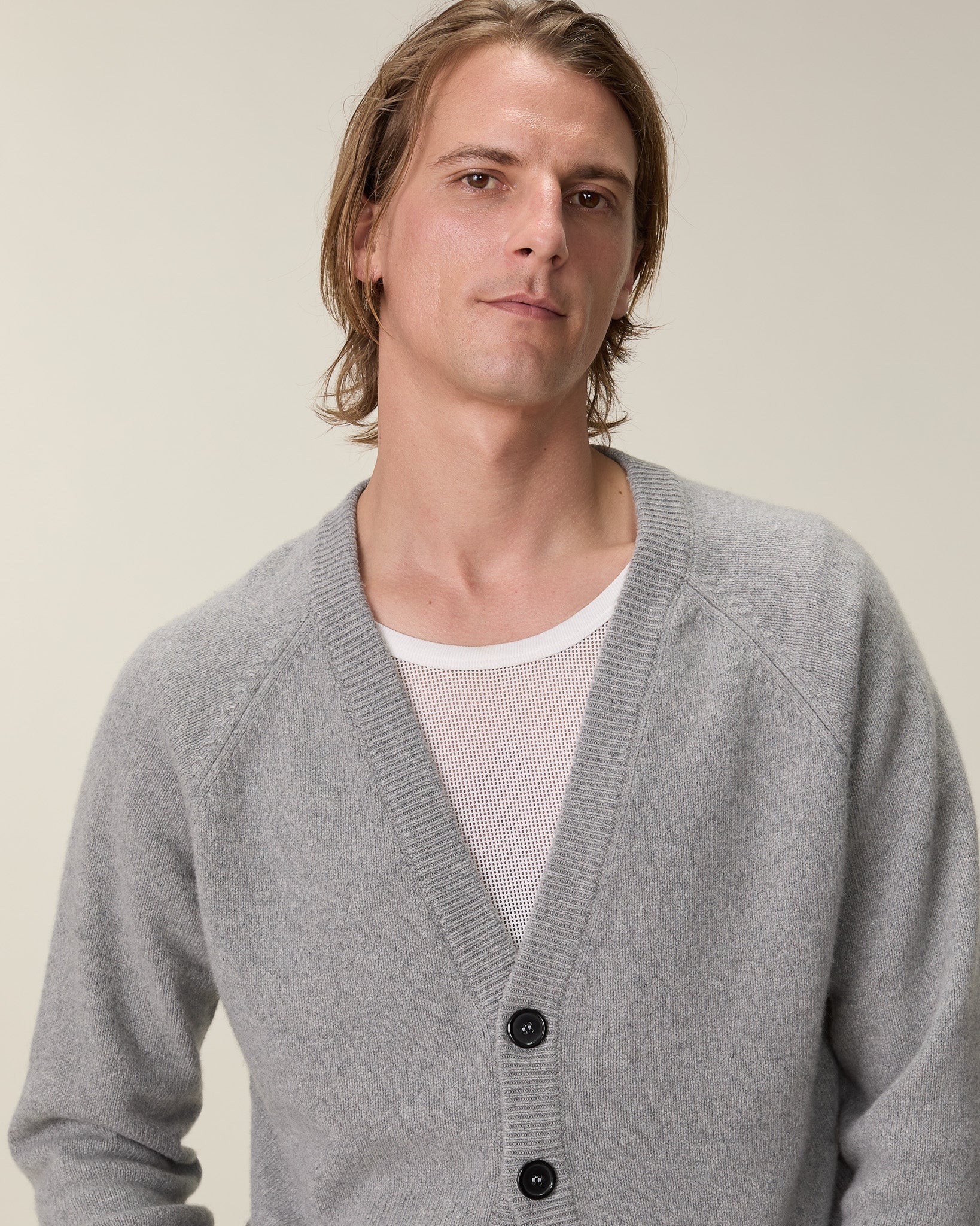 Men's Grey Cashmere Cardigan - Image 3
