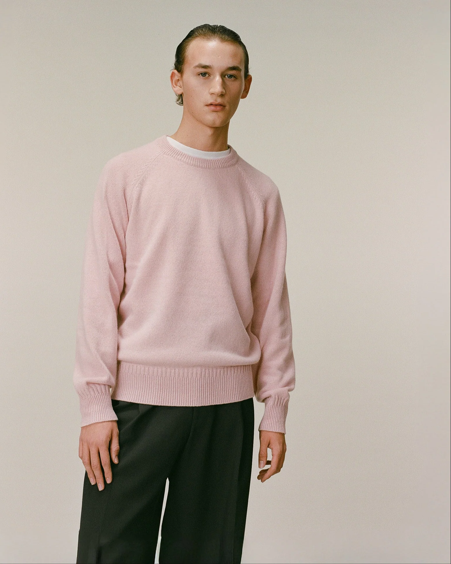 Men's Rose Cashmere Crew Neck Sweater