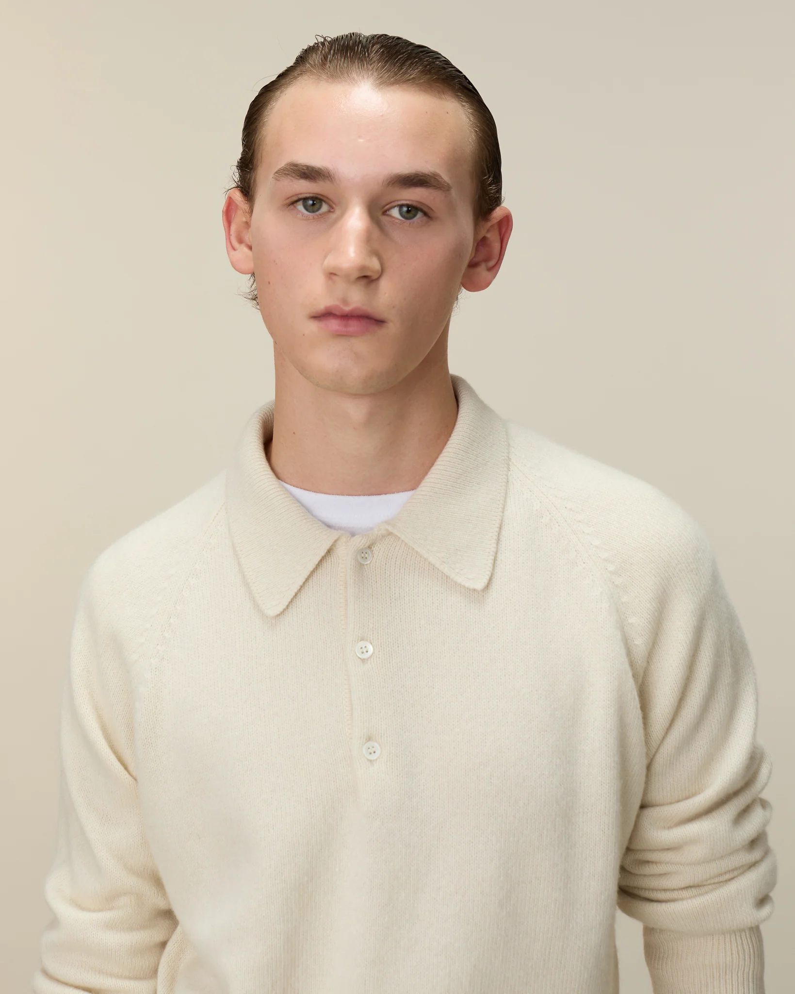 Men's off-white cashmere polo - Image 3
