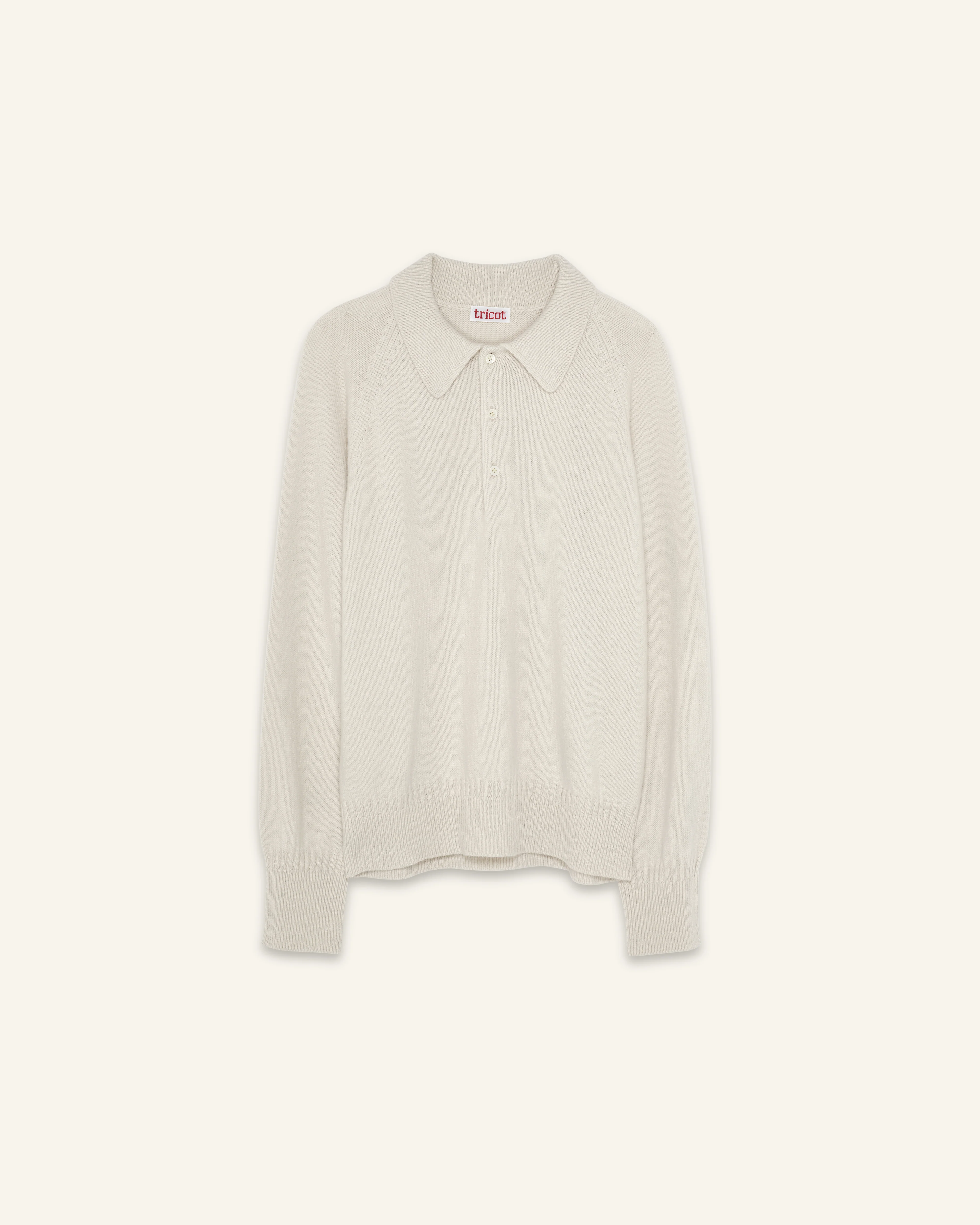 Men's off-white cashmere polo - Image 5