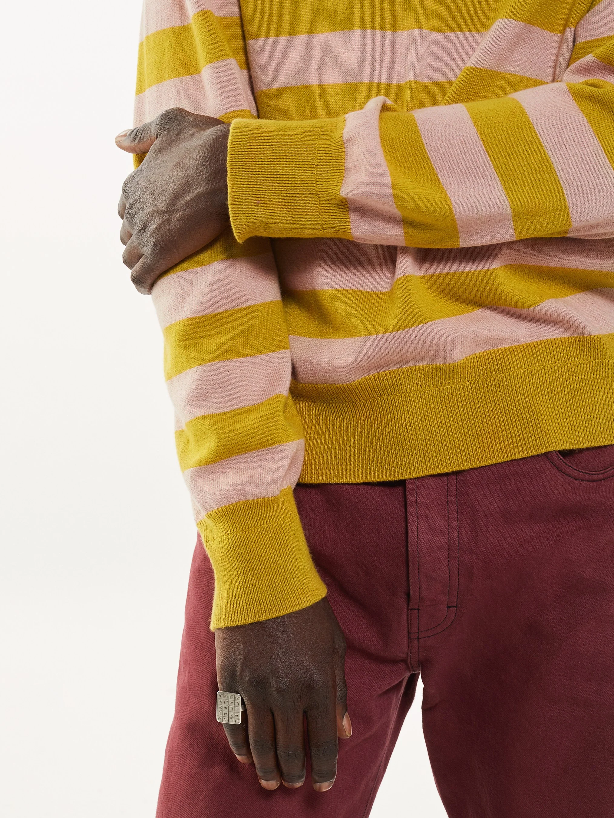 Men's Yellow and pink Crewneck in cashmere and cotton - Image 3