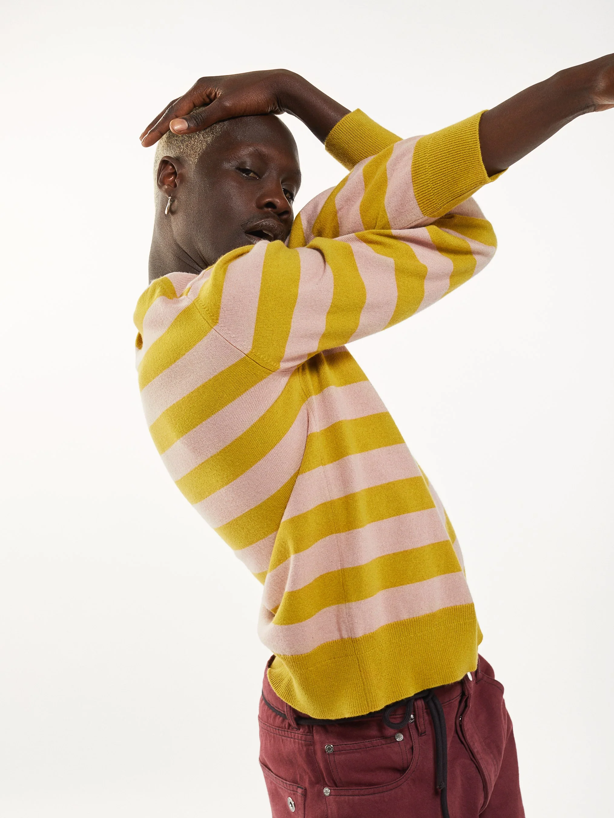 Men's Yellow and pink Crewneck in cashmere and cotton - Image 4