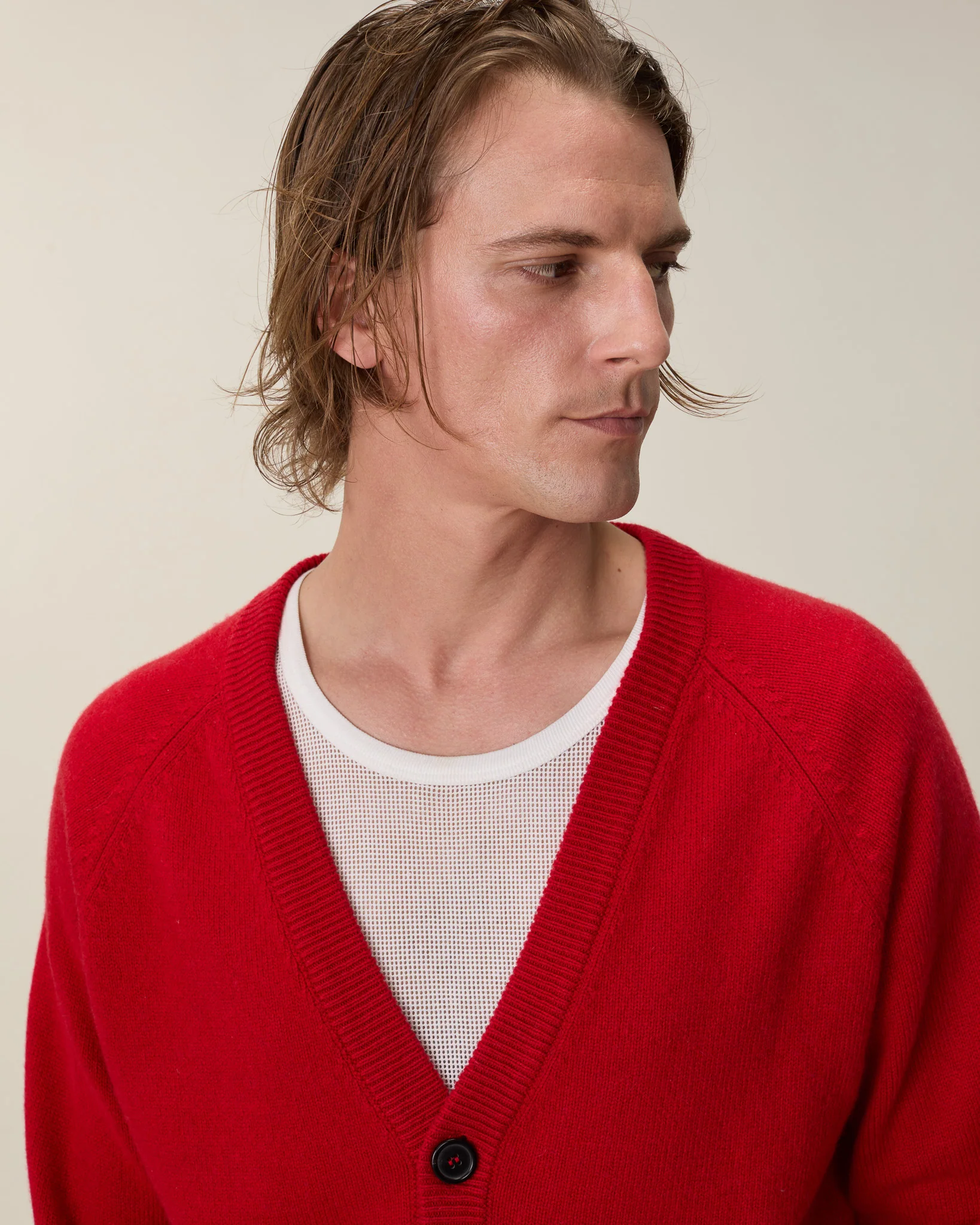 Men's Red Cashmere Cardigan - Image 3