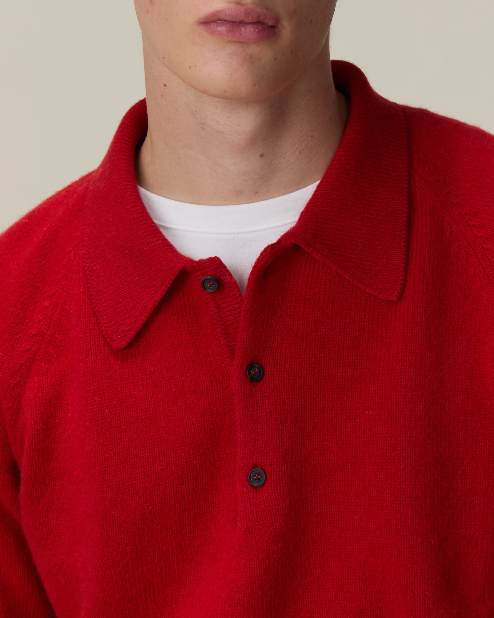 Men's Red Cashmere polo - Image 3