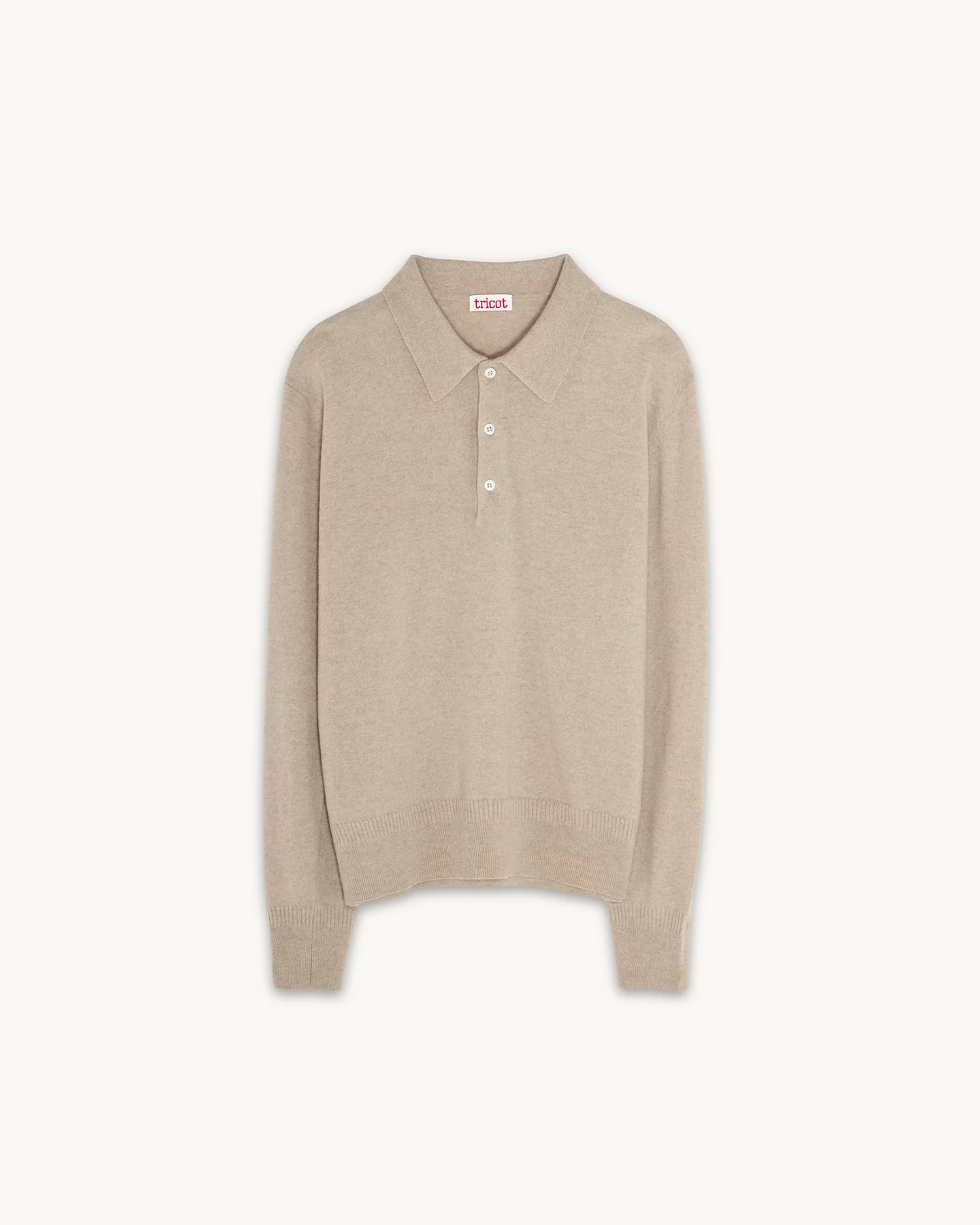 Men’s Lightweight Cashmere Polo — Sand - Image 3