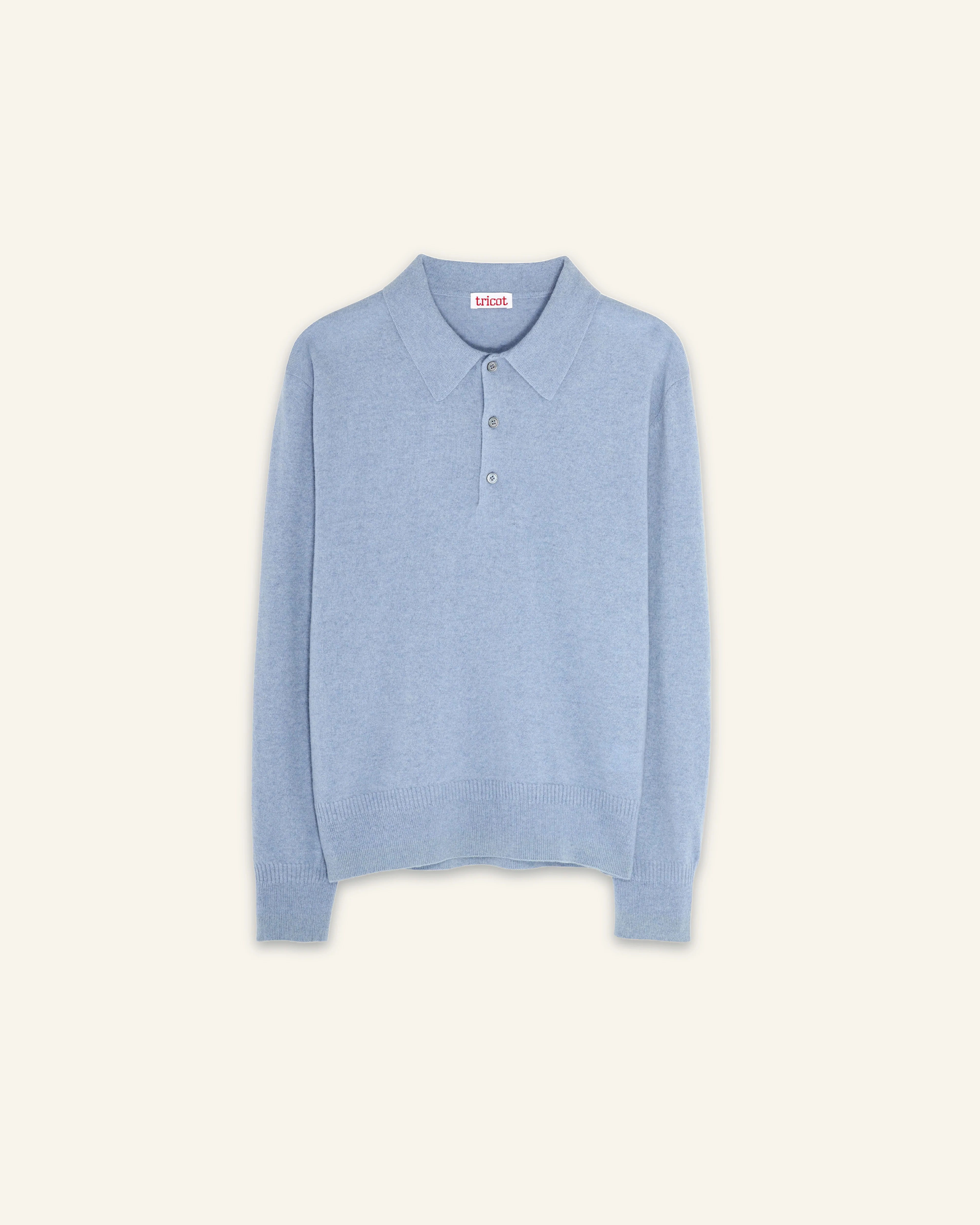 Men’s Lightweight Cashmere Polo – Sky Blue - Image 3