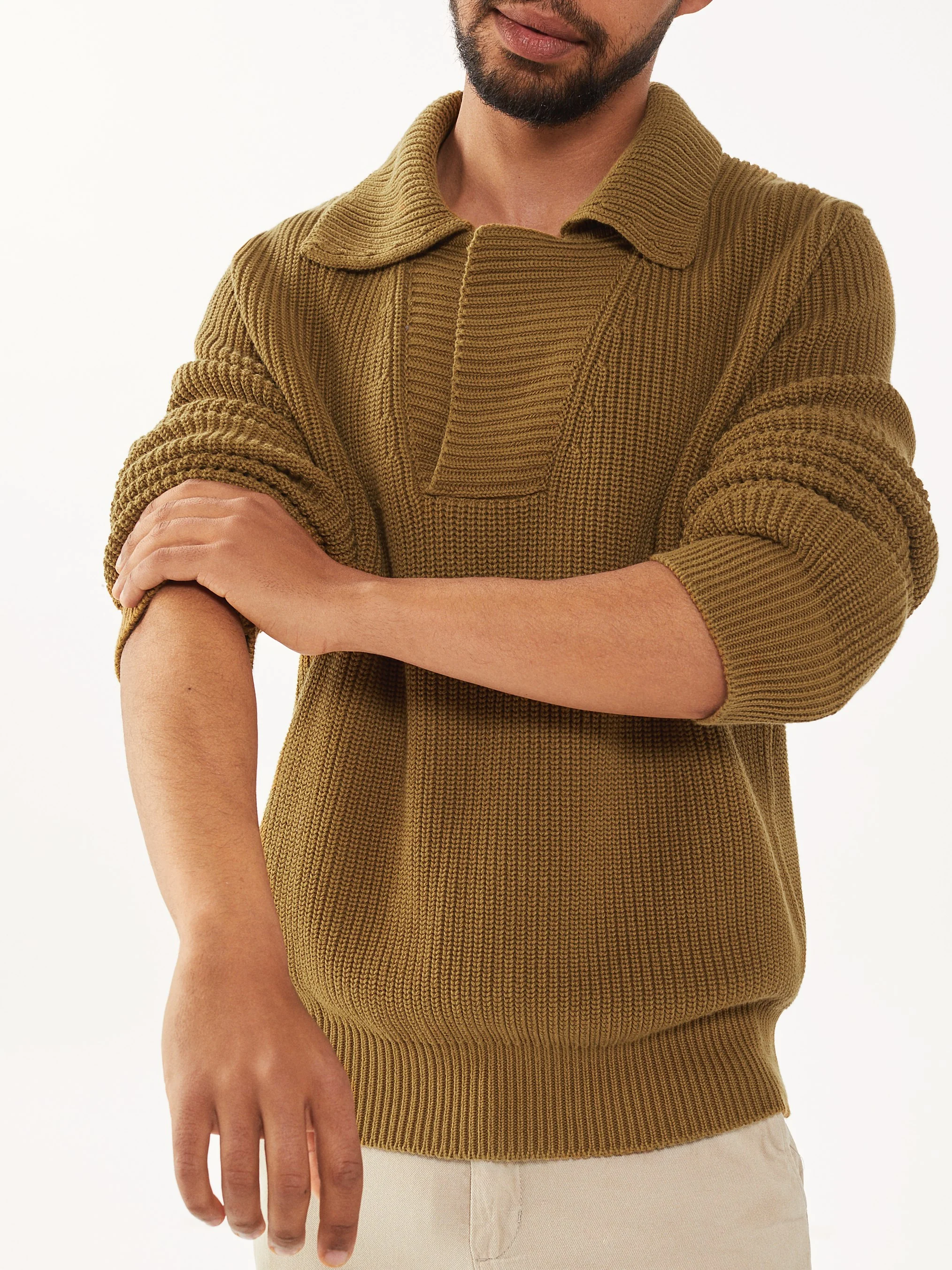 Men's tobacco organic cotton polo shirt - Image 3