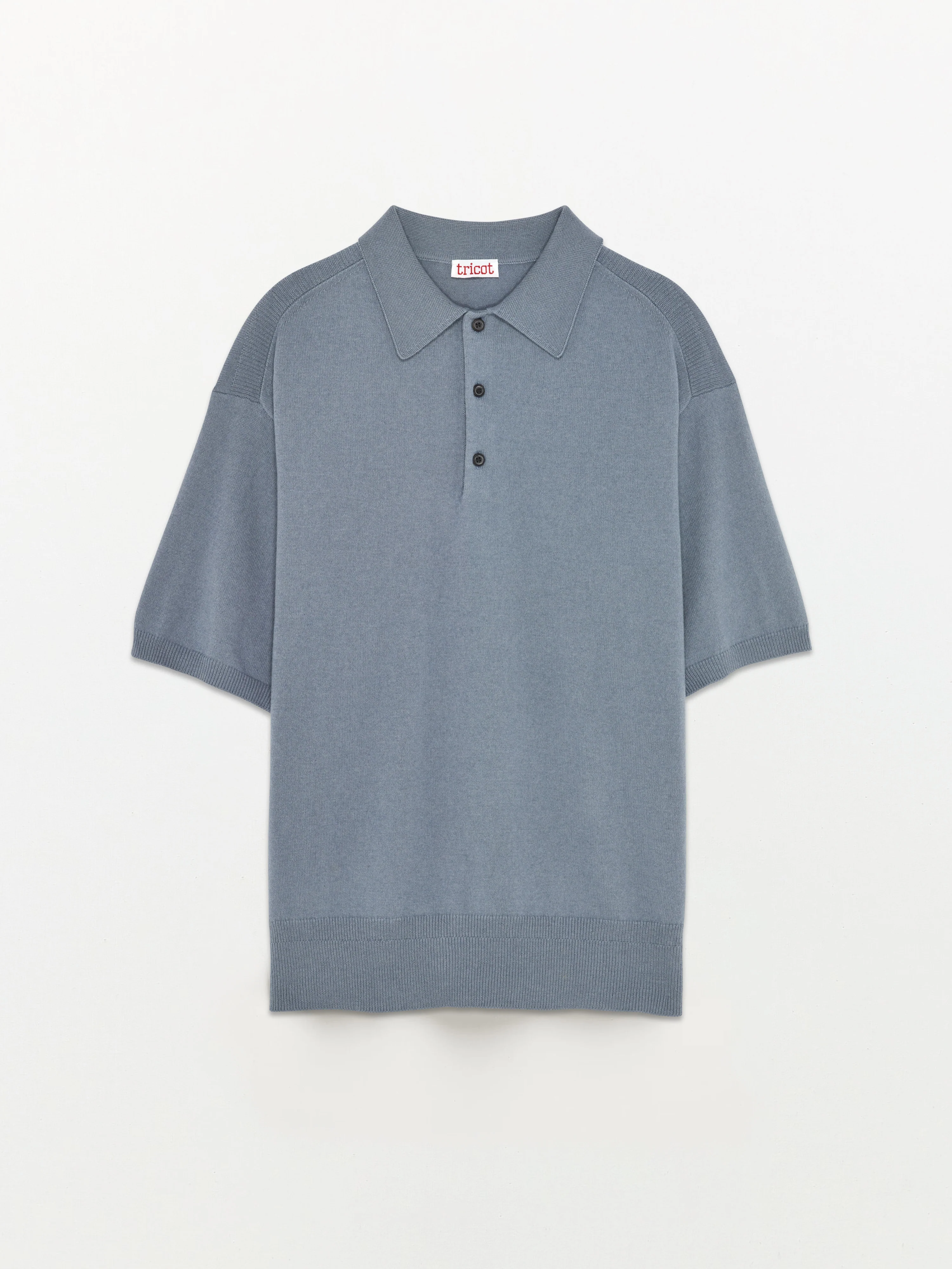 Cashmere and cotton polo shirt Steel blue Men - Image 3
