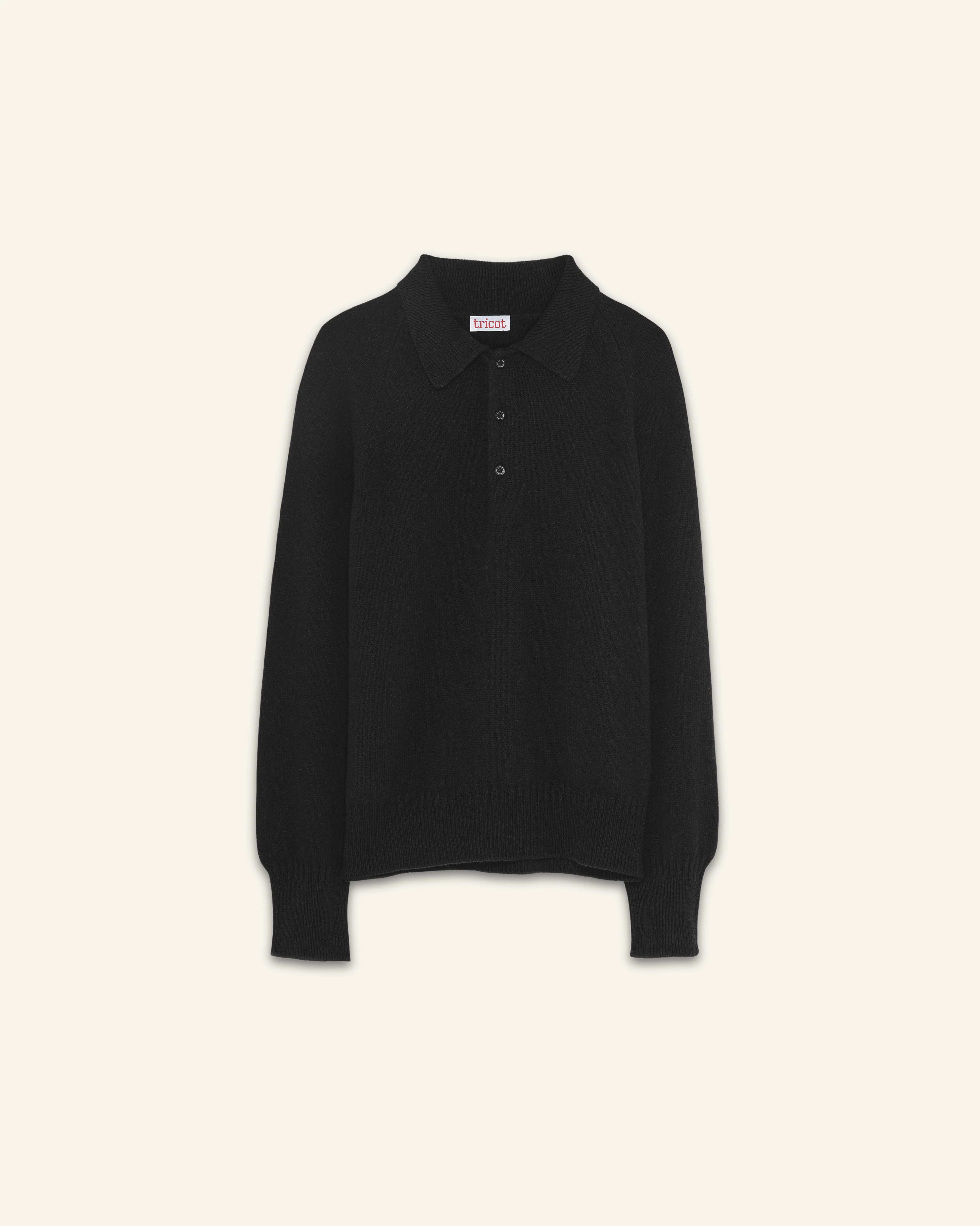 Men's black cashmere polo - Image 3
