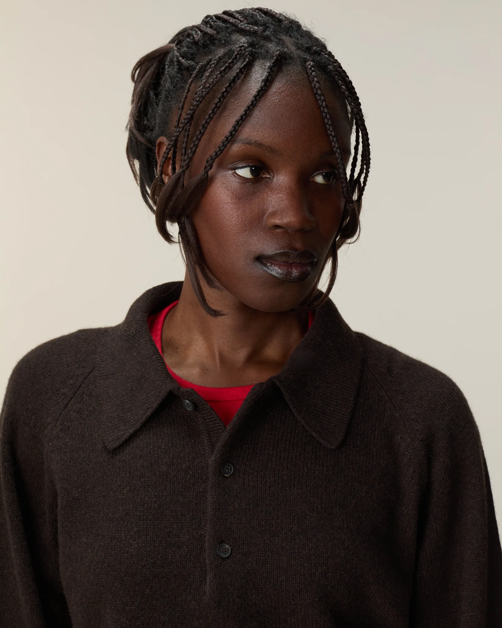 Women's Brown Cashmere Polo Shirt - Image 3