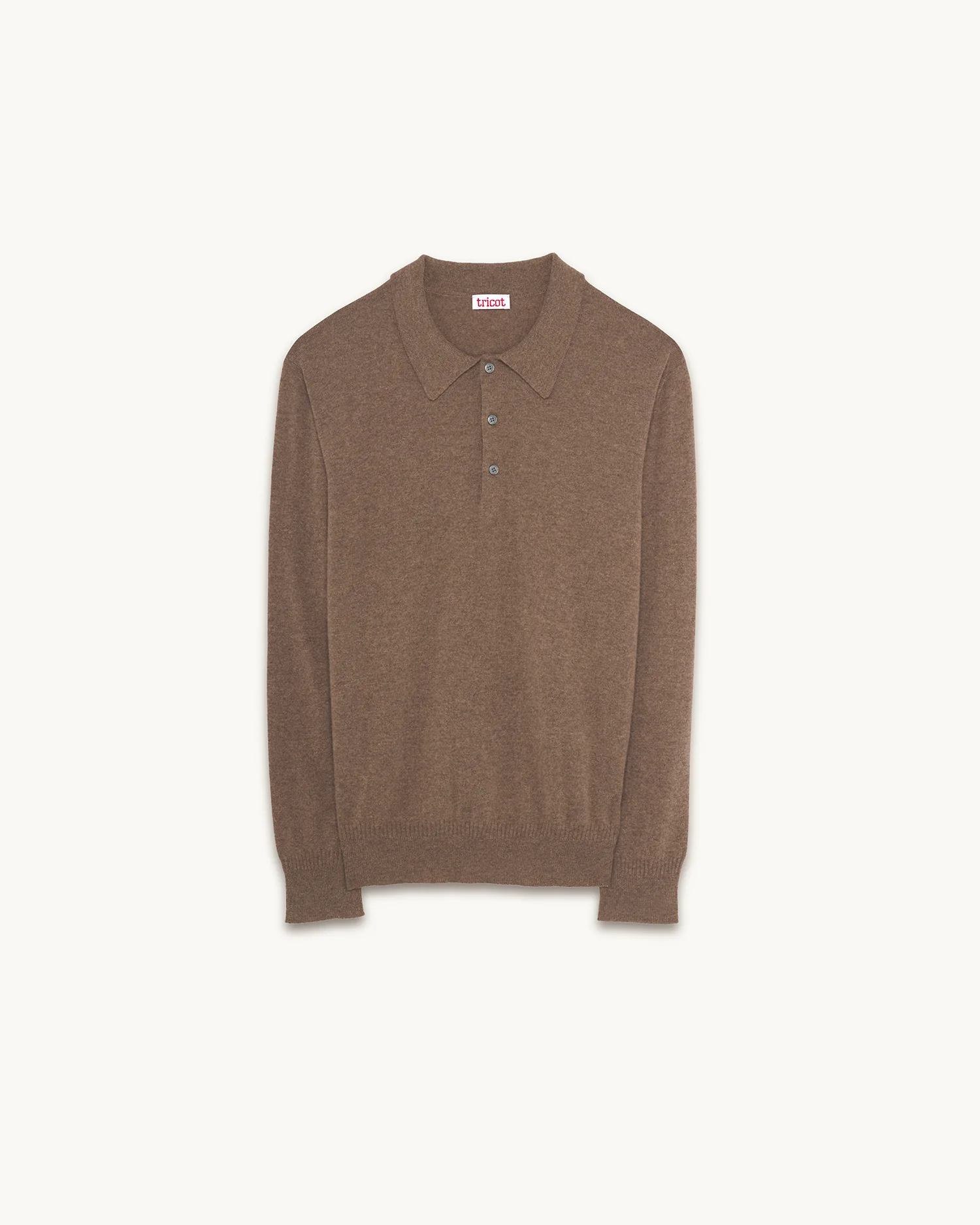 Men's light brown cashmere polo shirt - Image 4