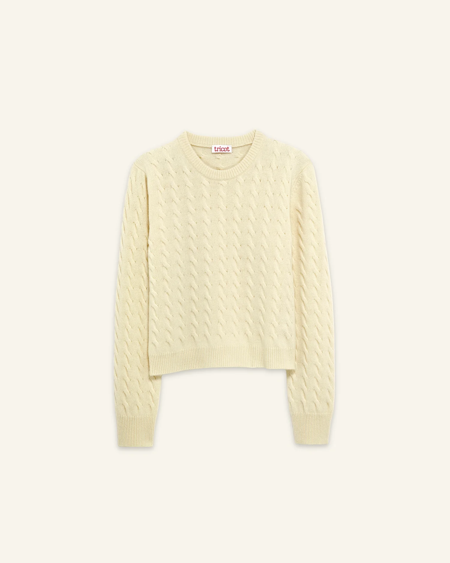 Women's White Cable Knit Crewneck Sweater - Image 4