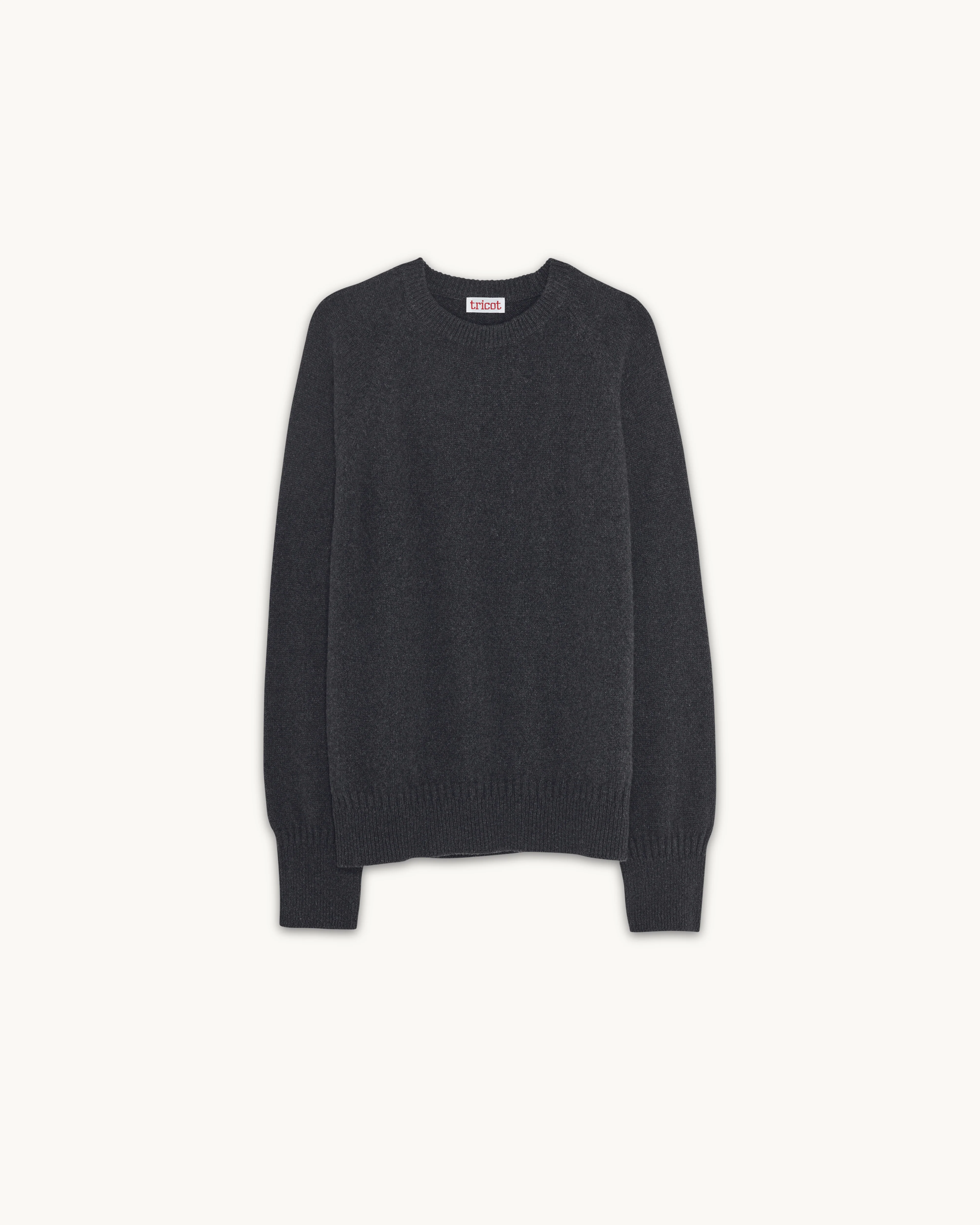 Men's crewneck cashmere sweater in dark gray - Image 4