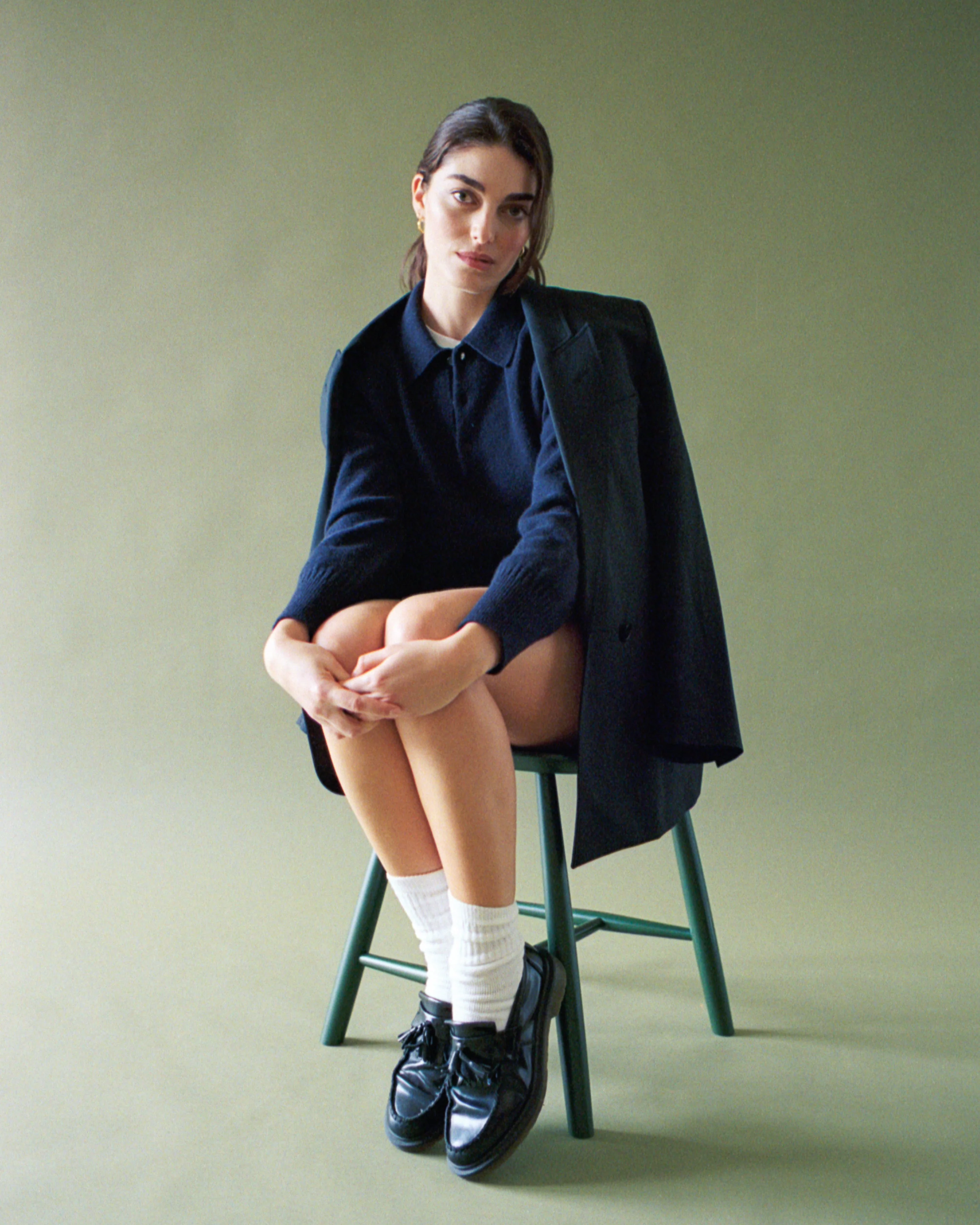 Women's dark navy cashmere polo - Image 4