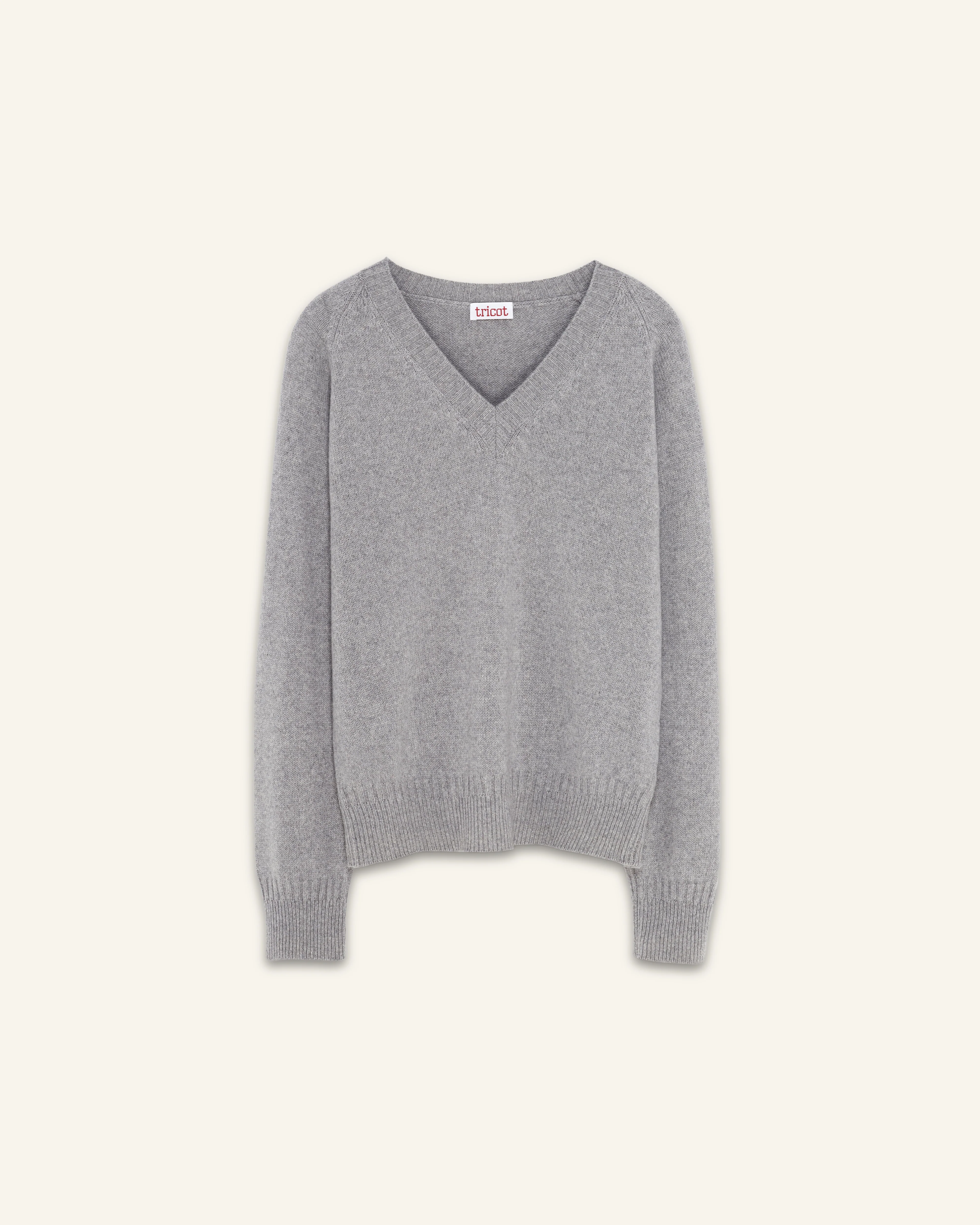 Men's gray Cashmere V-neck - Image 4