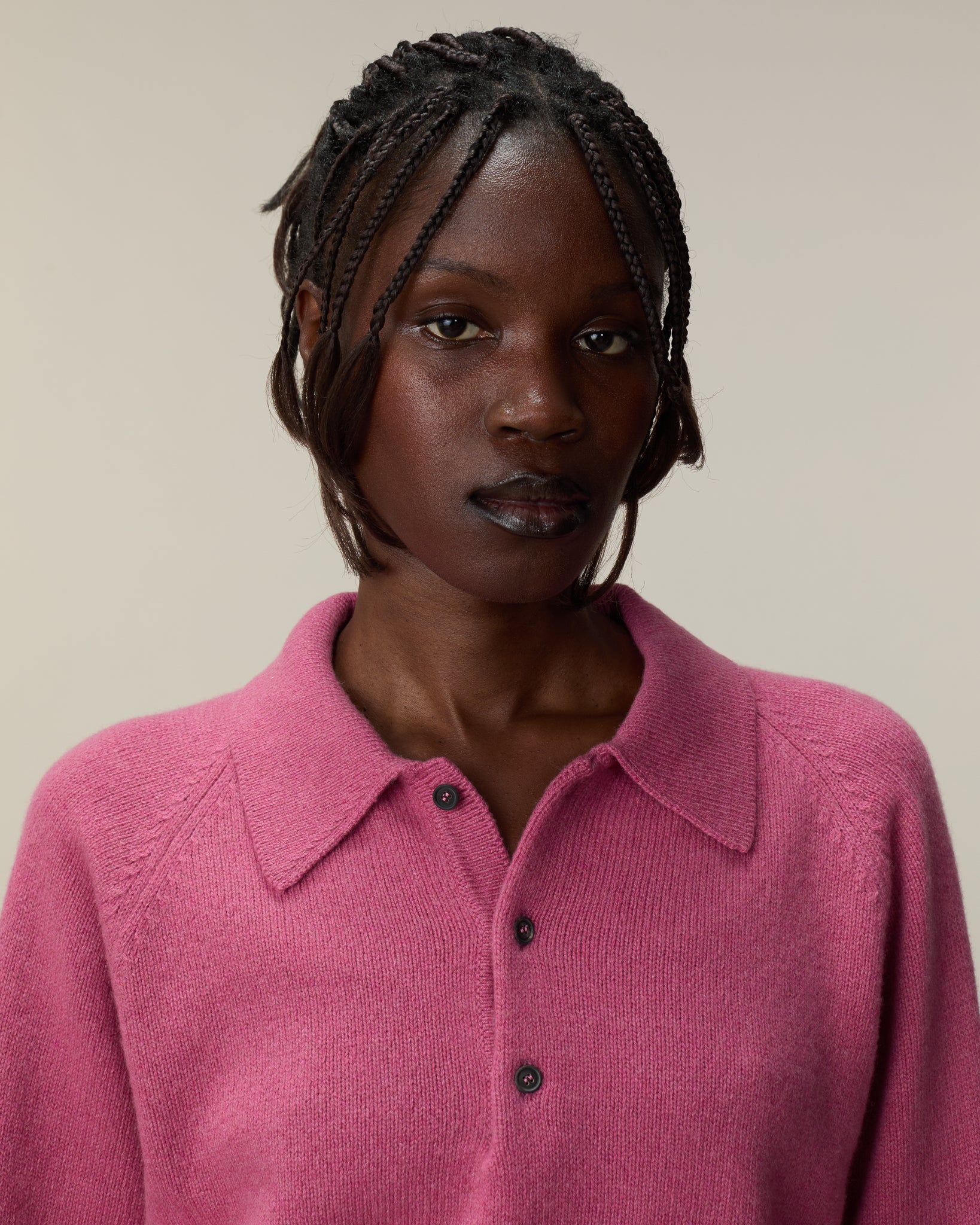 Women's Indian Pink cashmere polo - Image 3