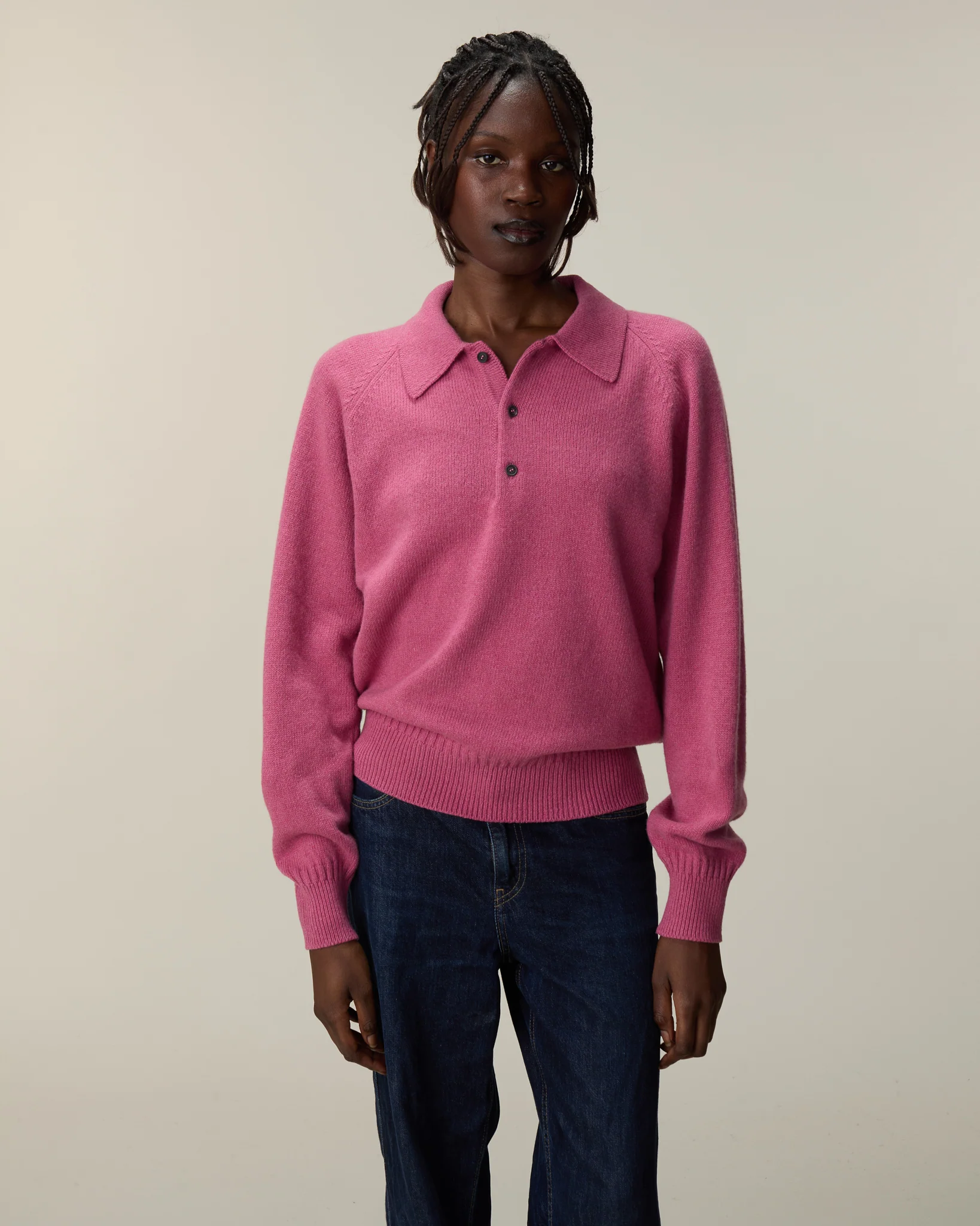 Women's Indian Pink cashmere polo - Image 4
