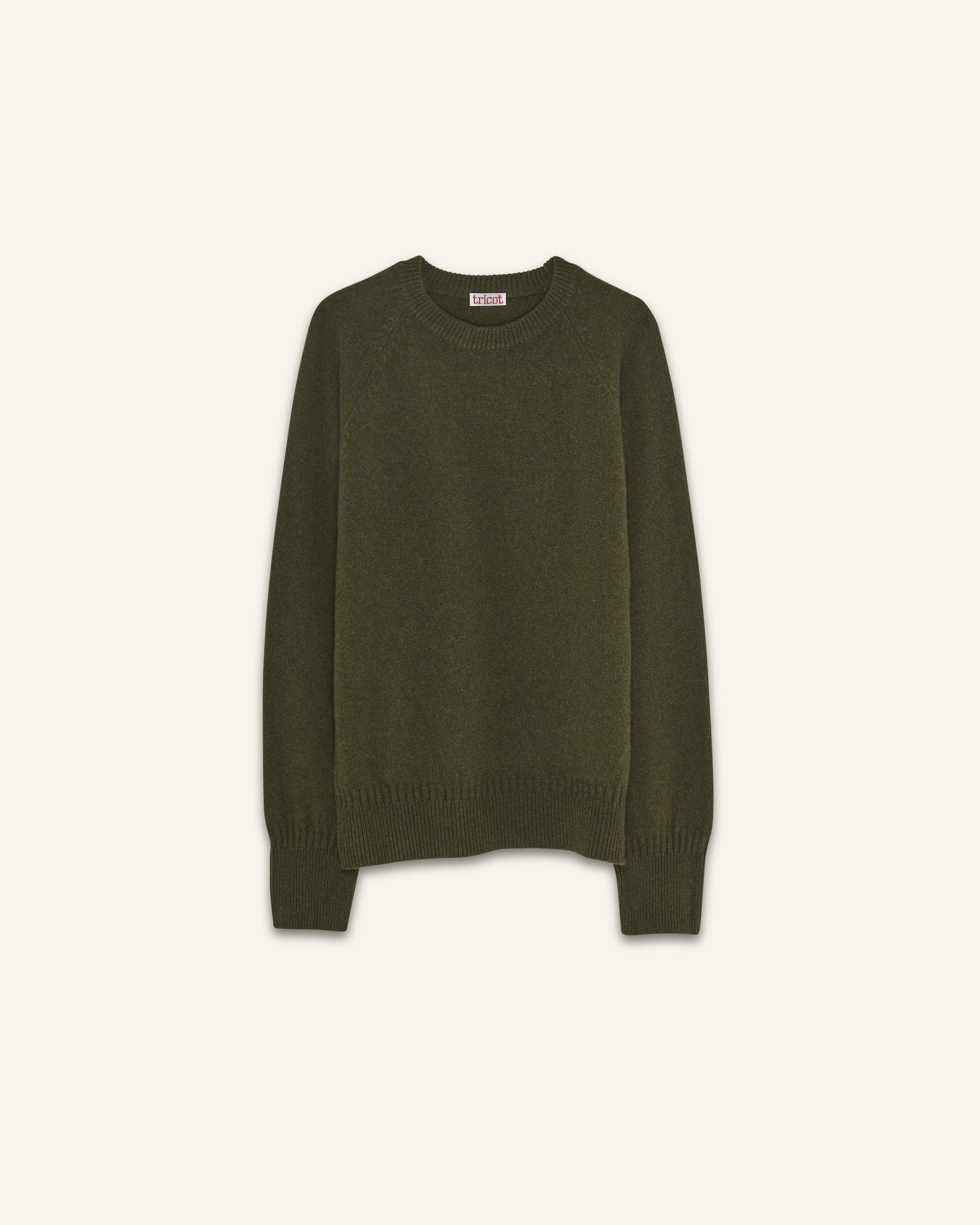 Men's crewneck cashmere sweater in Khaki - Image 3