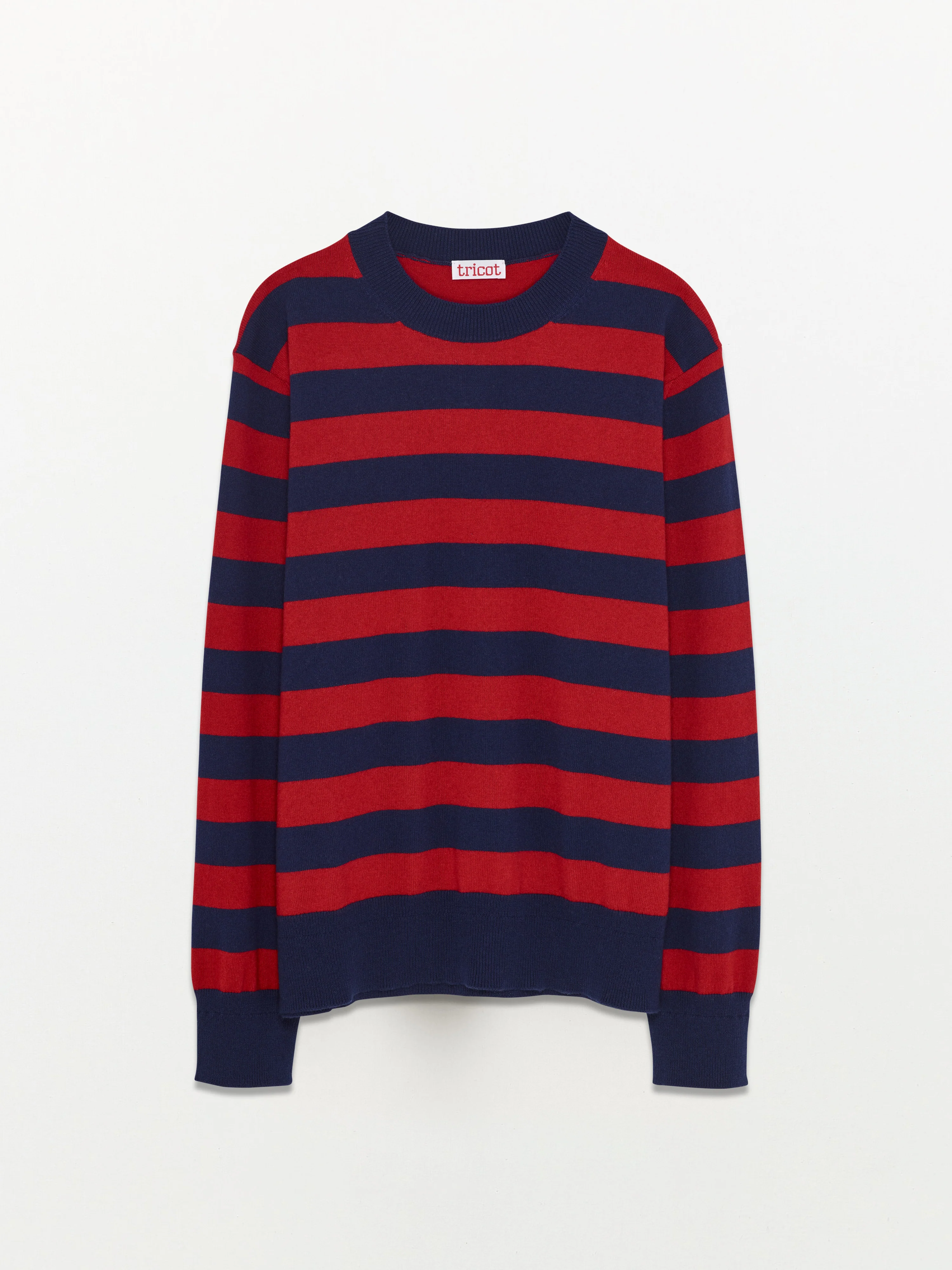 Women's navy and red crewneck in cashmere and cotton  - Image 3