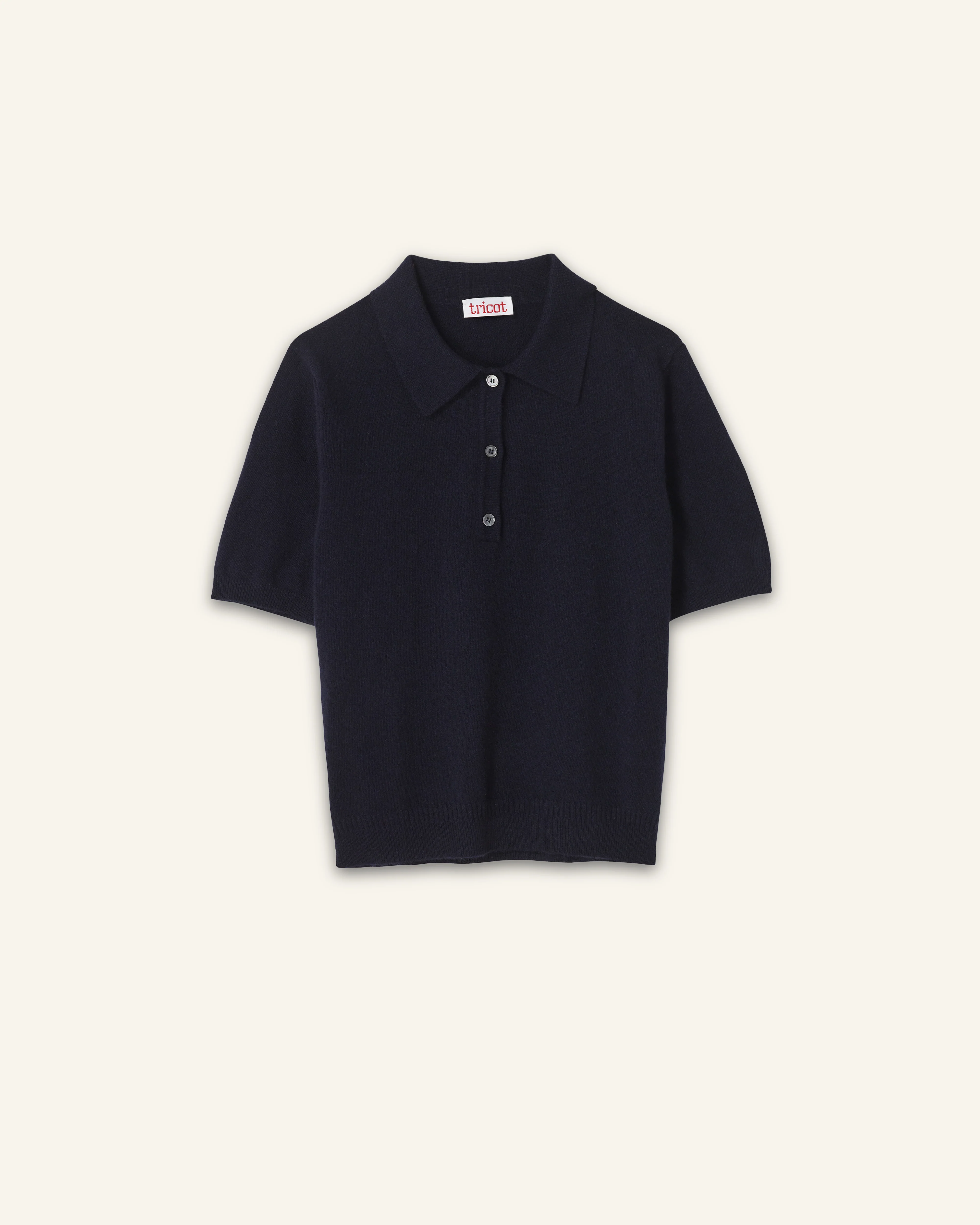 Women's Navy Lightweight Cashmere Polo Shirt - Image 4