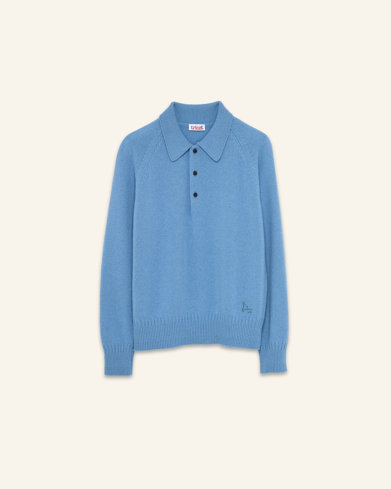 Men's cashmere polo in Nina's blue - Image 4