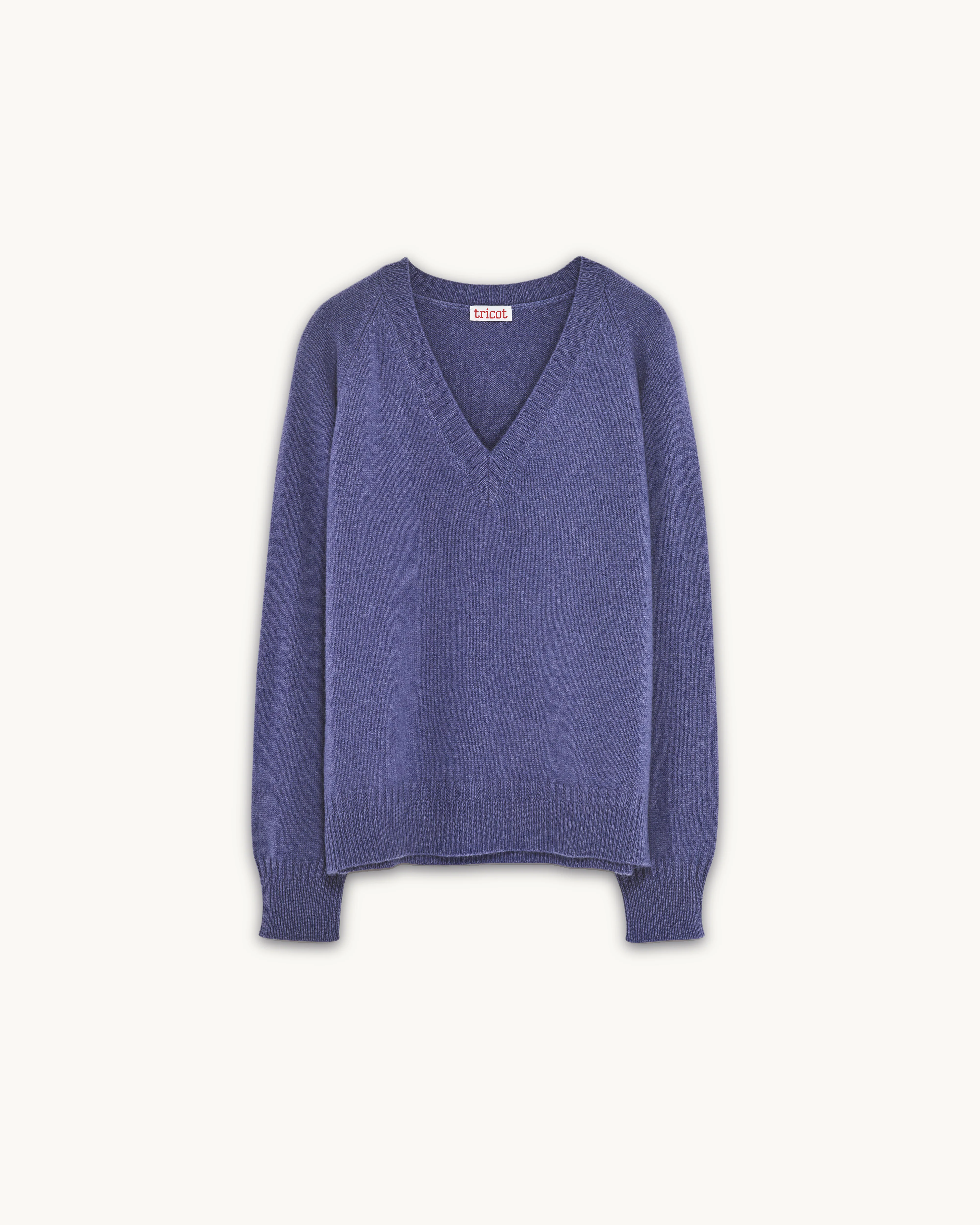 Men's purple cashmere V-neck - Image 4