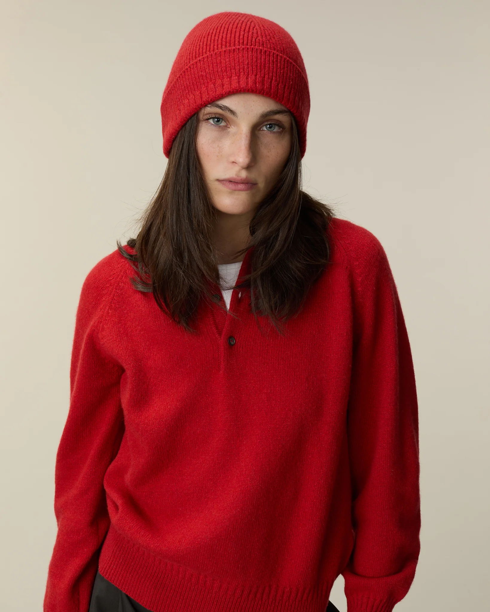 Women's red cashmere polo - Image 3