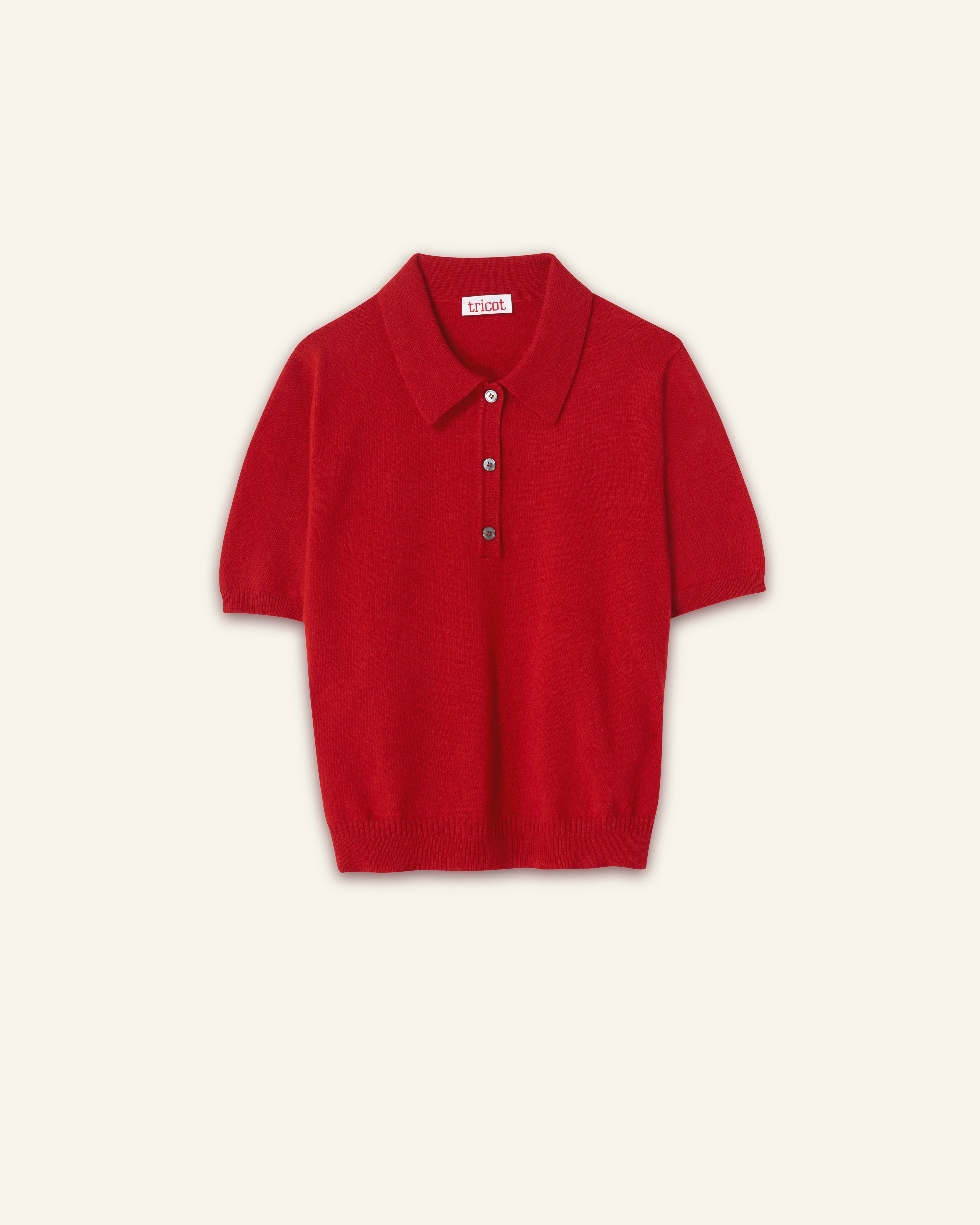 Women's Red Lightweight Cashmere Polo Shirt - Image 4