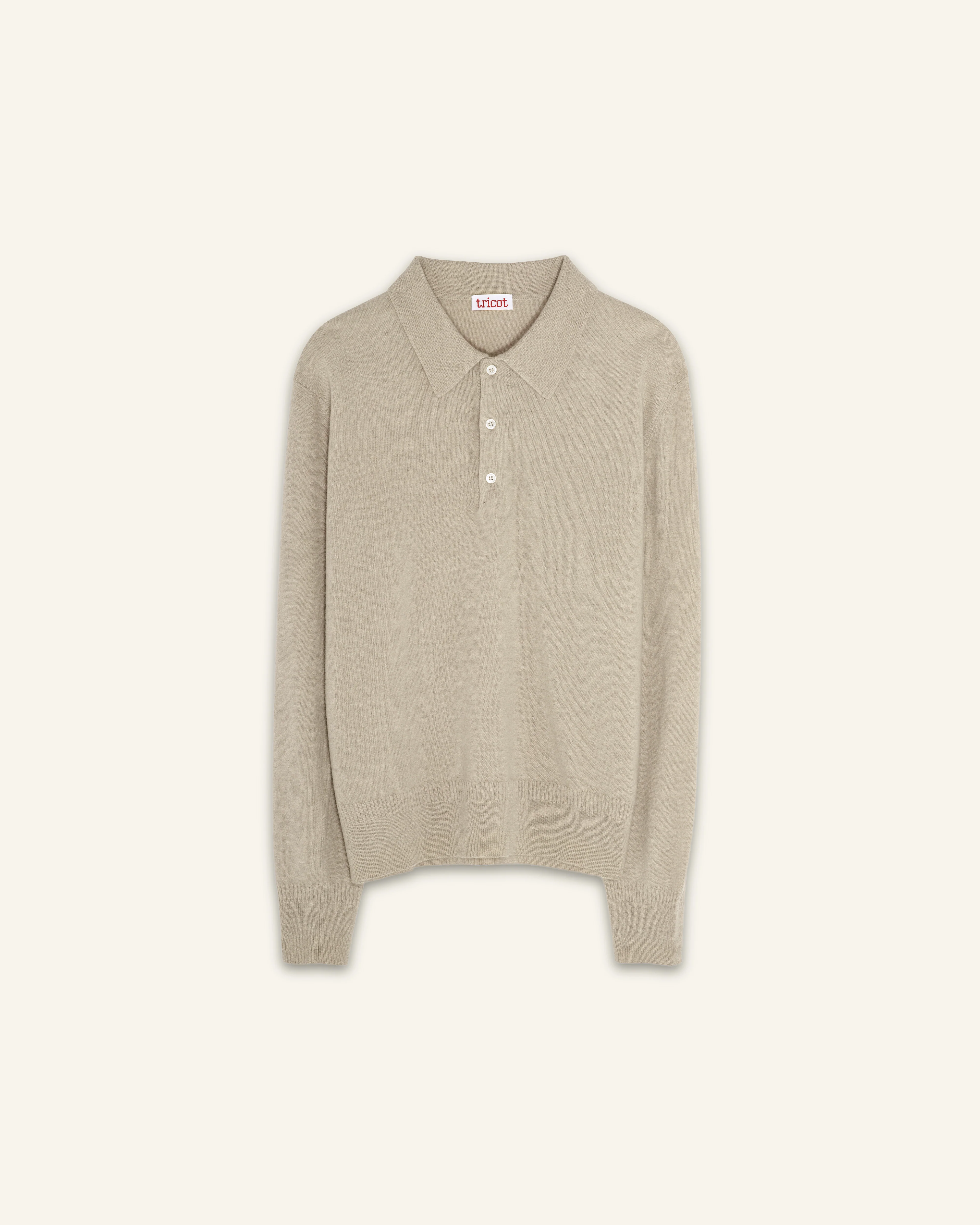 Women’s Lightweight Cashmere Polo — Sand - Image 3