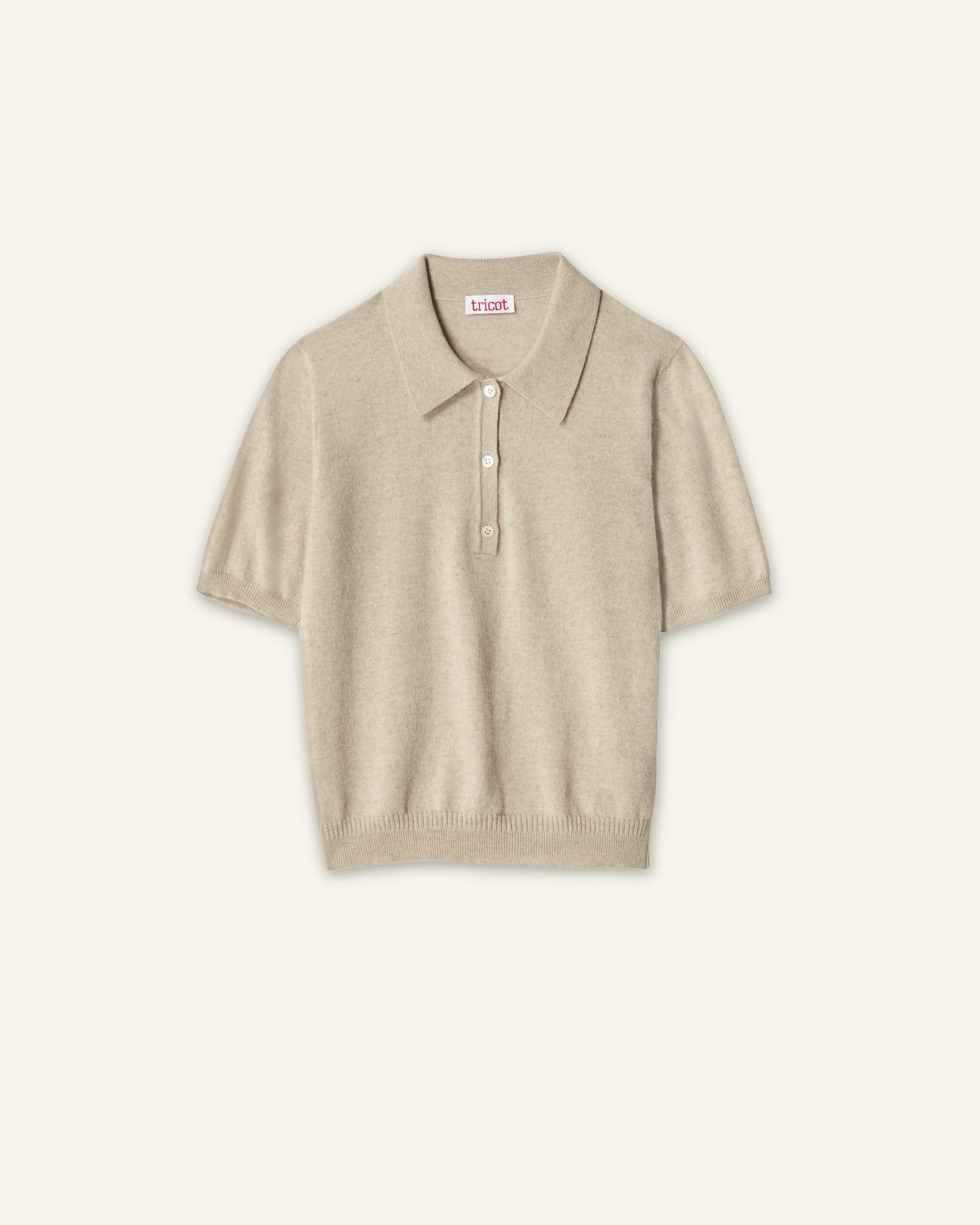 Women's Sand Lightweight Cashmere Polo Shirt - Image 4