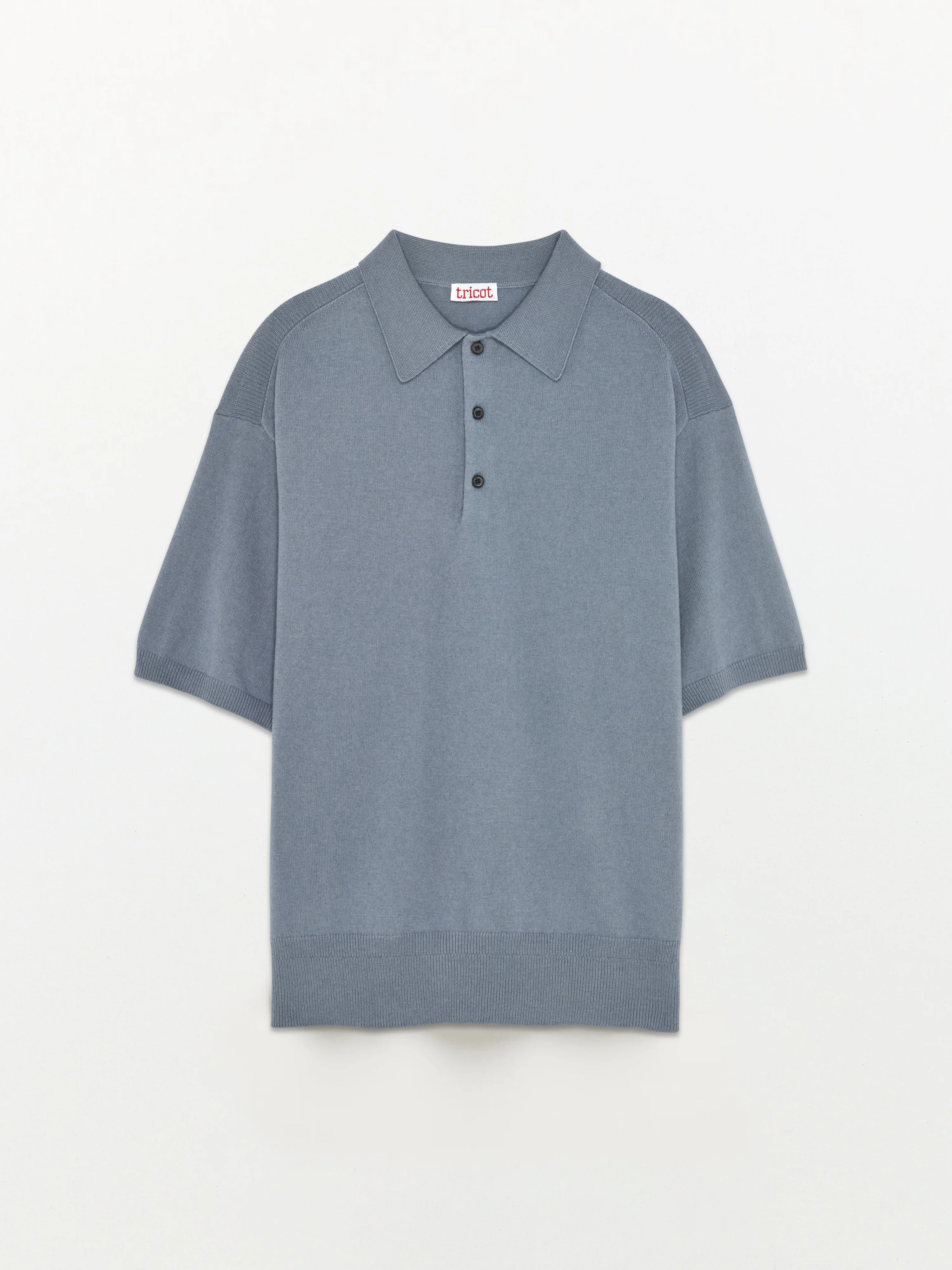 Cashmere and cotton polo shirt Steel blue Women - Image 3